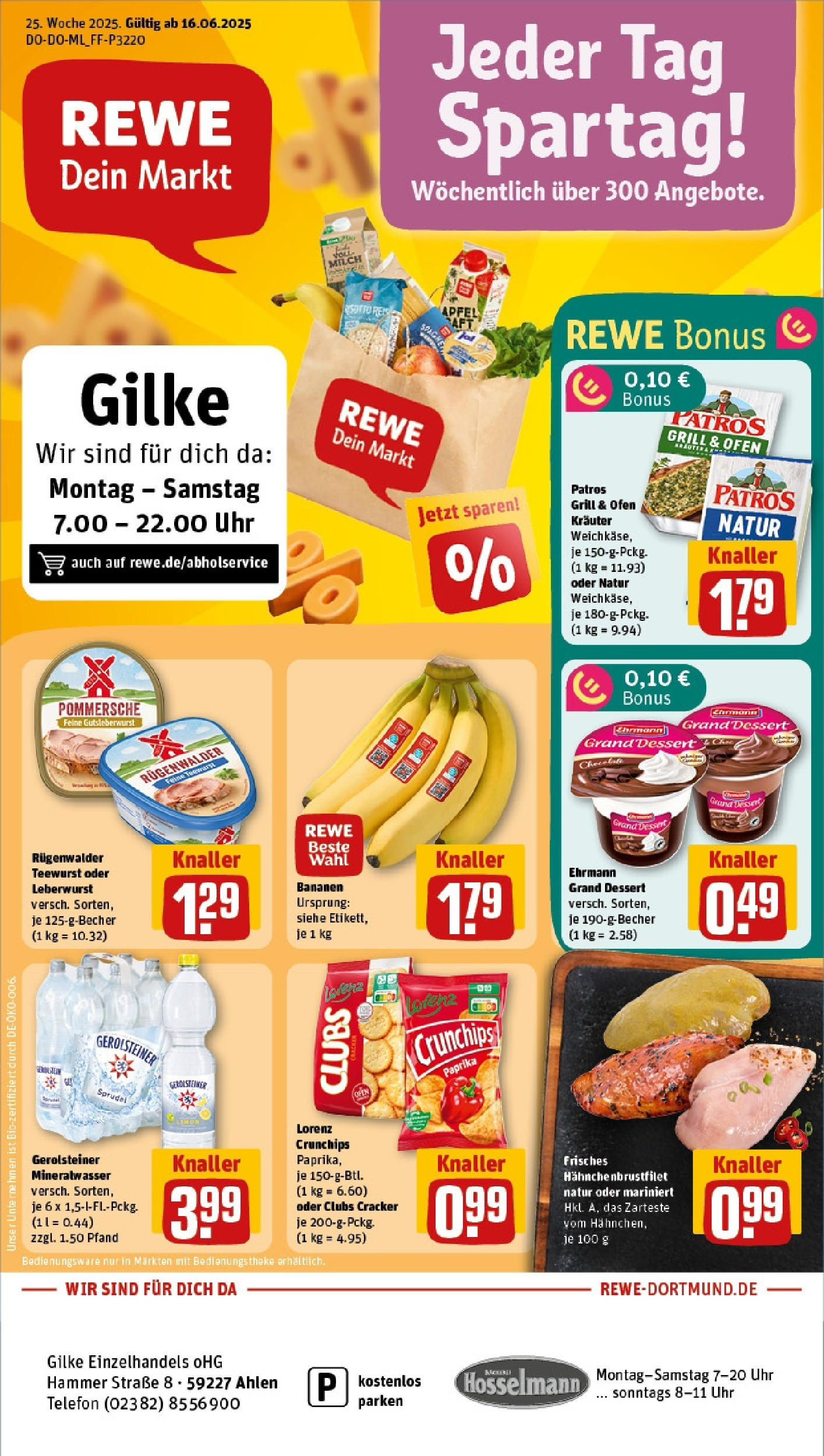 REWE Prospekt ab 15.06.2025 zum Blättern » Angebote | Seite: 1 | Produkte: Äpfel, Mineralwasser, Telefon, Gerolsteiner