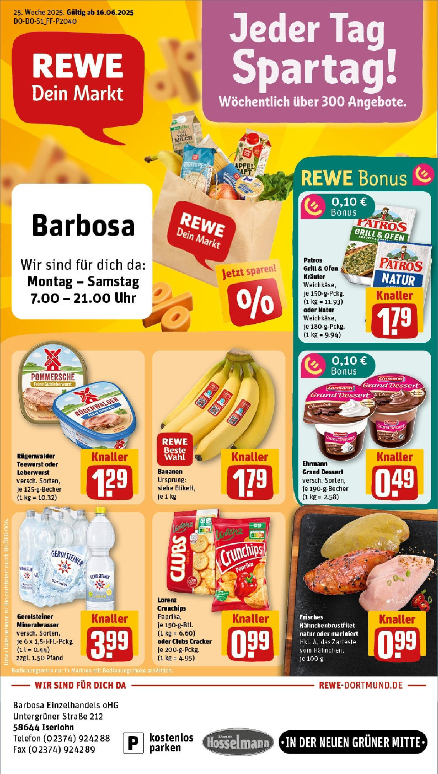 REWE Prospekt ab 15.06.2025 nächste Woche - Prospekt Iserlohn Vorschau von dem Prospekt des Geschäftes Rewe, gültig ab dem 15.06.2025