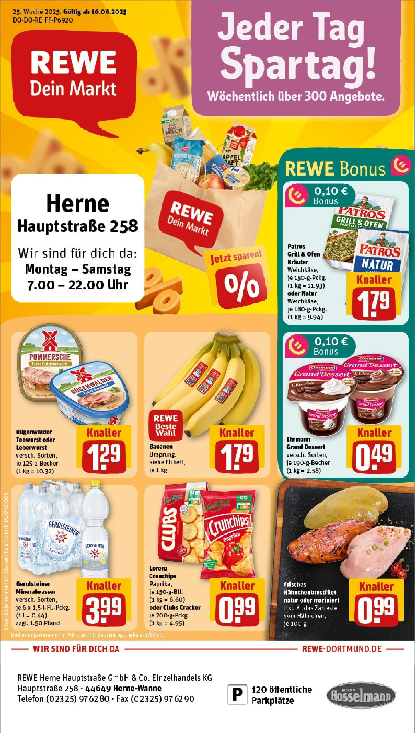 REWE Prospekt ab 15.06.2025 zum Blättern » Angebote | Seite: 1 | Produkte: Ofen, Patros, Lorenz crunchips, Uhr