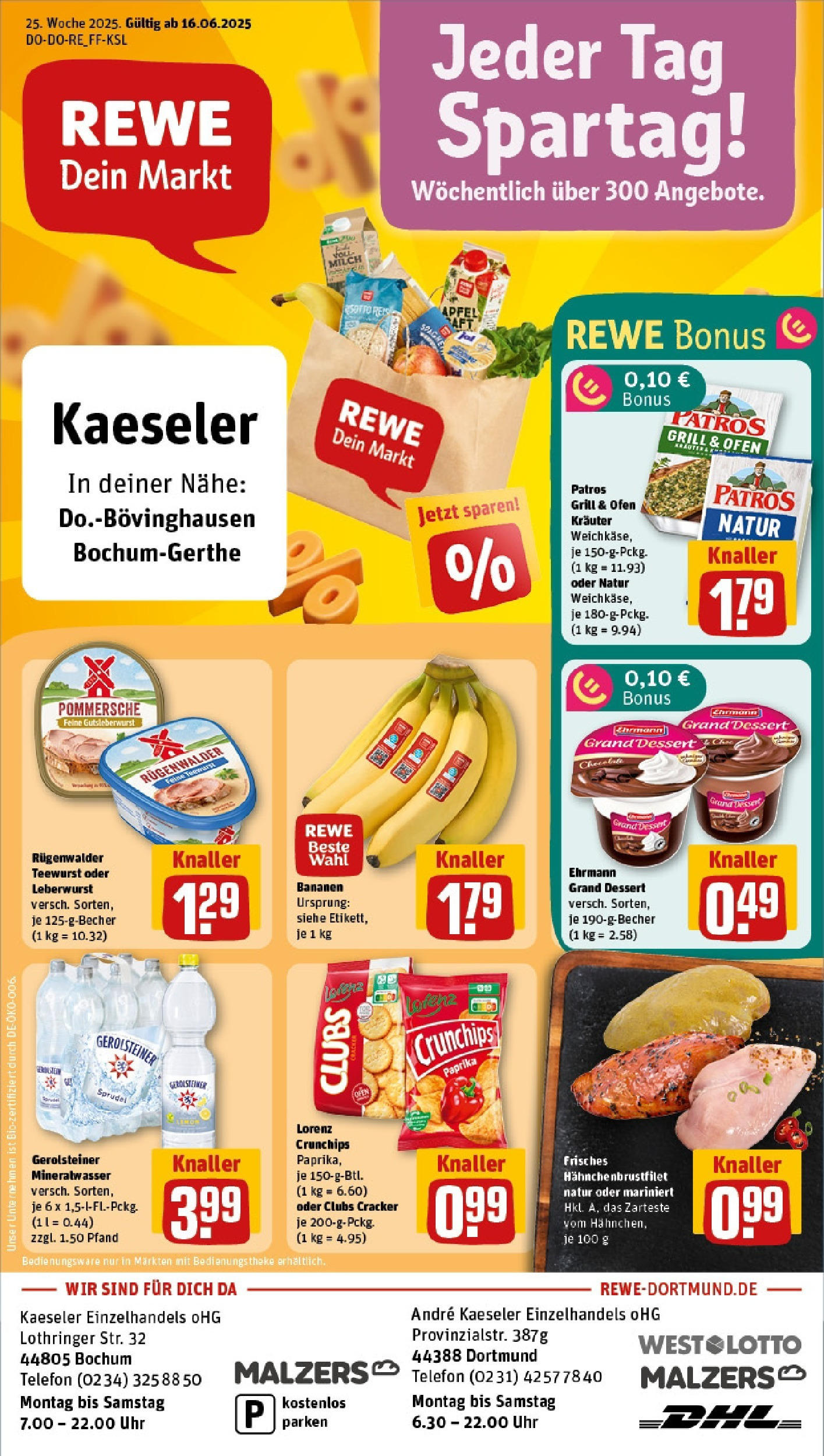 REWE Prospekt ab 15.06.2025 zum Blättern » Angebote | Seite: 1 | Produkte: Theke, Ehrmann grand dessert, Telefon, Uhr