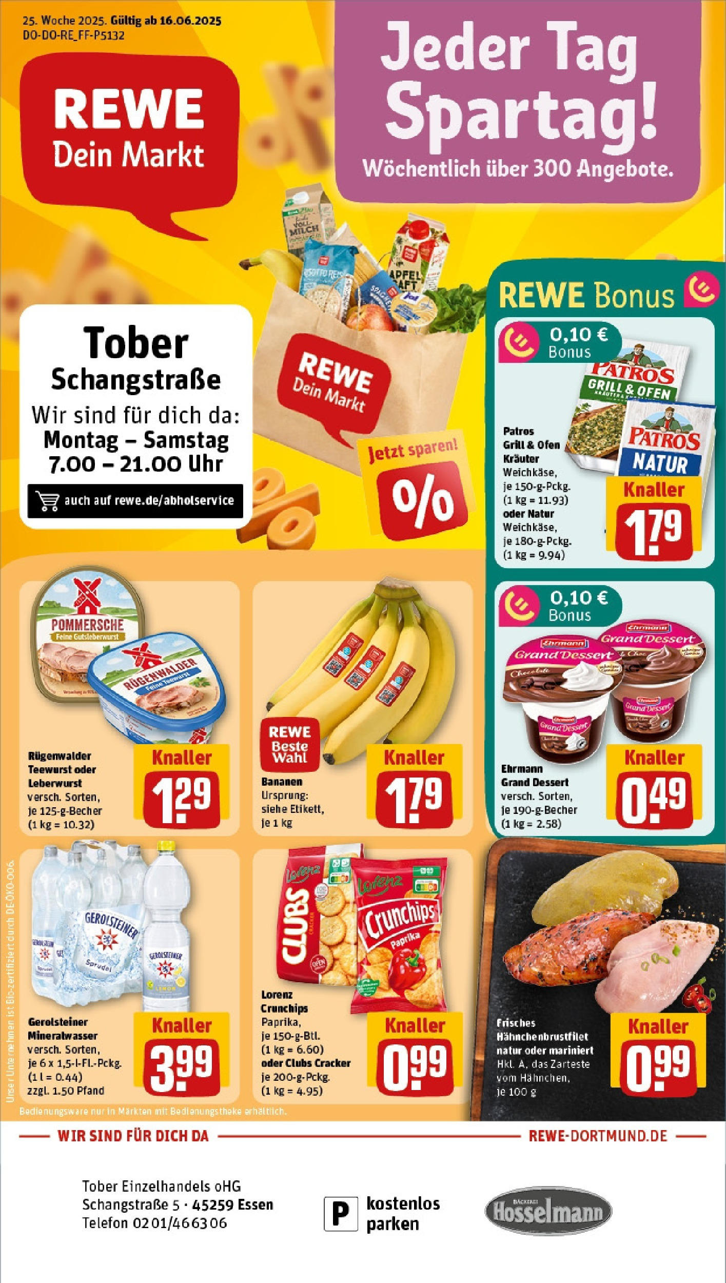 REWE Prospekt ab 15.06.2025 zum Blättern » Angebote | Seite: 1 | Produkte: Ofen, Milch, Patros, Lorenz crunchips