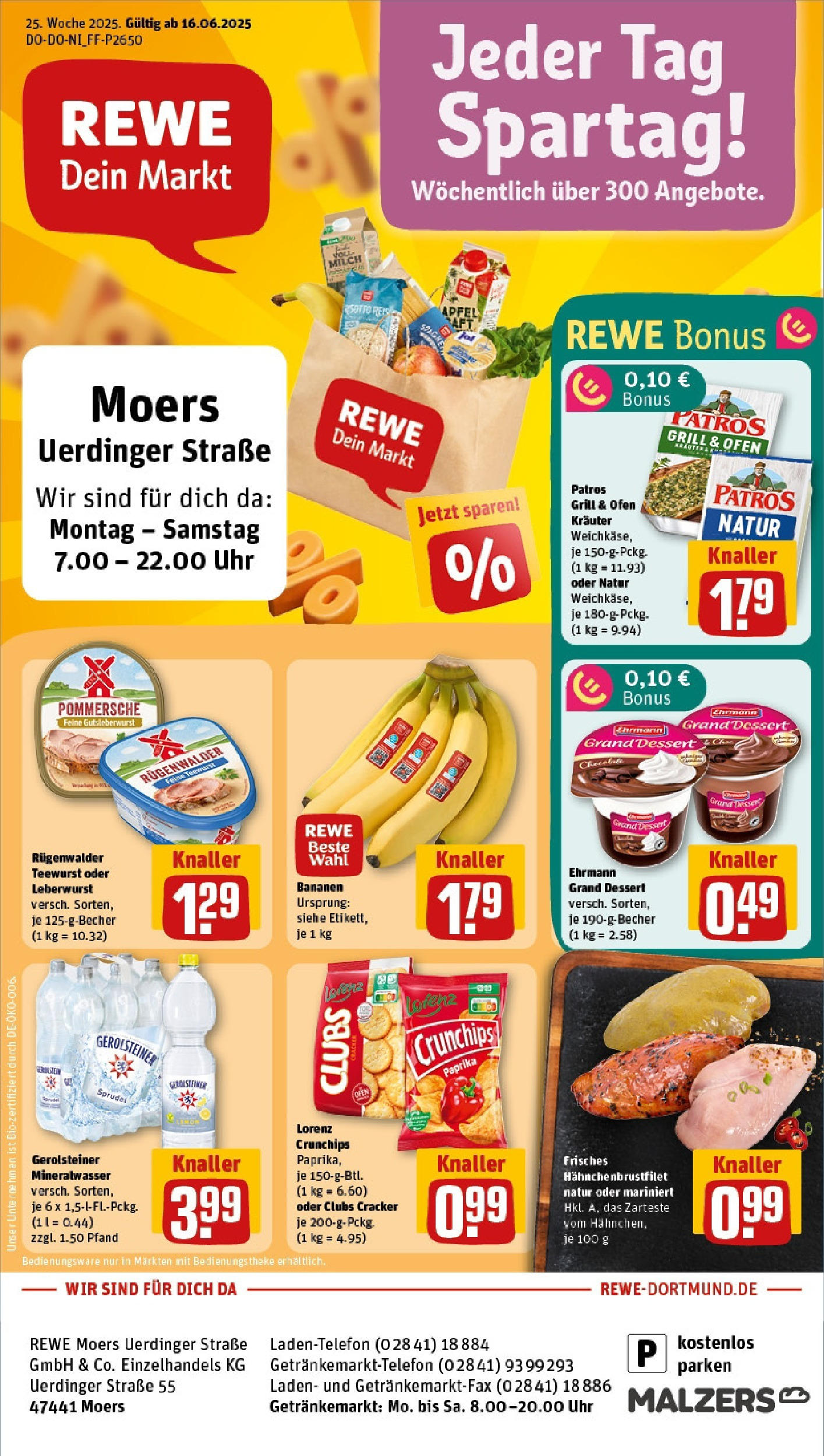 REWE Prospekt ab 15.06.2025 zum Blättern » Angebote | Seite: 1 | Produkte: Milch, Ehrmann grand dessert, Äpfel, Patros