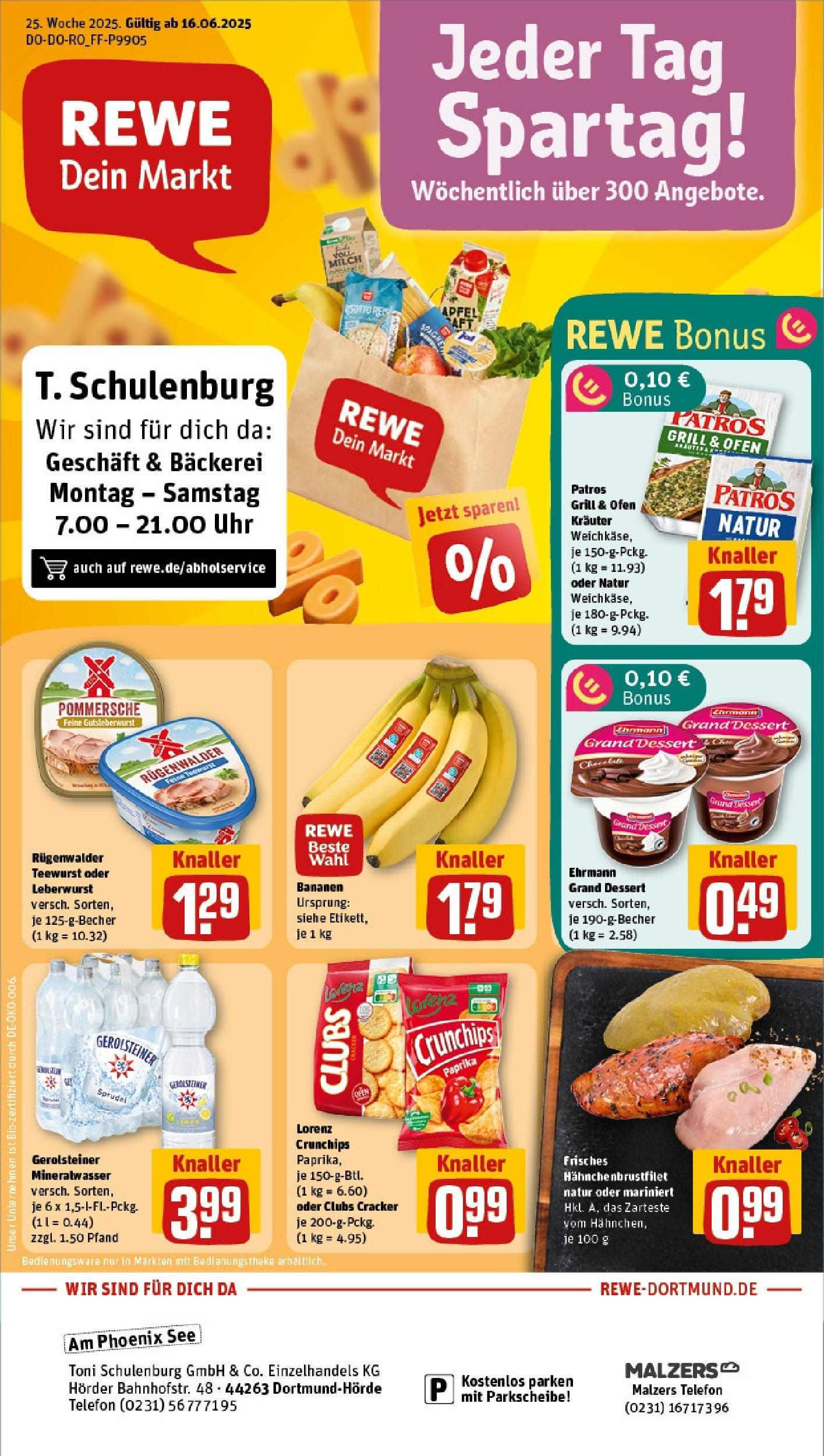REWE Prospekt ab 15.06.2025 zum Blättern » Angebote | Seite: 1 | Produkte: Bäckerei, Äpfel, Lorenz crunchips, Reis