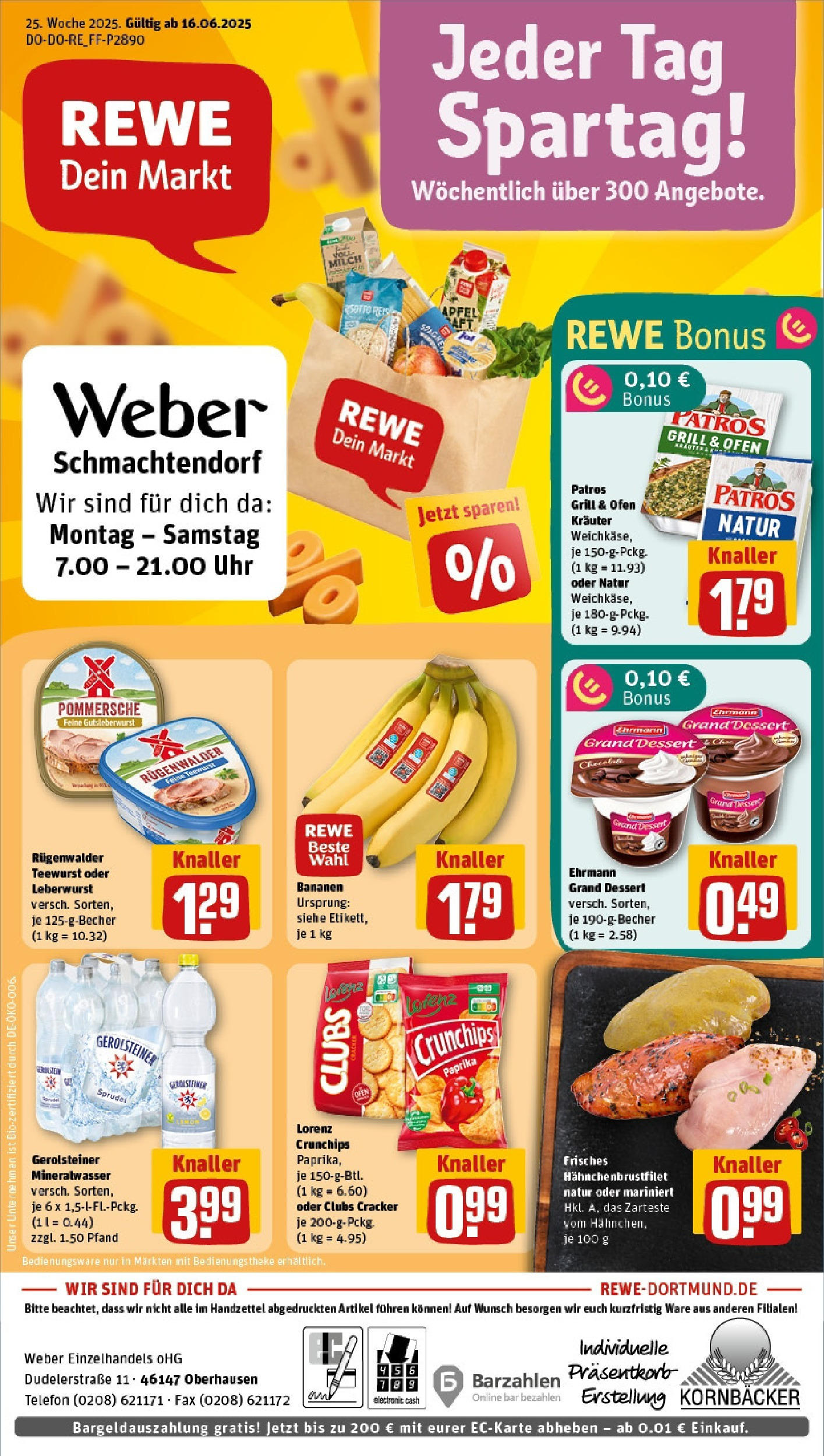REWE Prospekt ab 15.06.2025 zum Blättern » Angebote | Seite: 1 | Produkte: Äpfel, Bananen, Patros, Lorenz crunchips