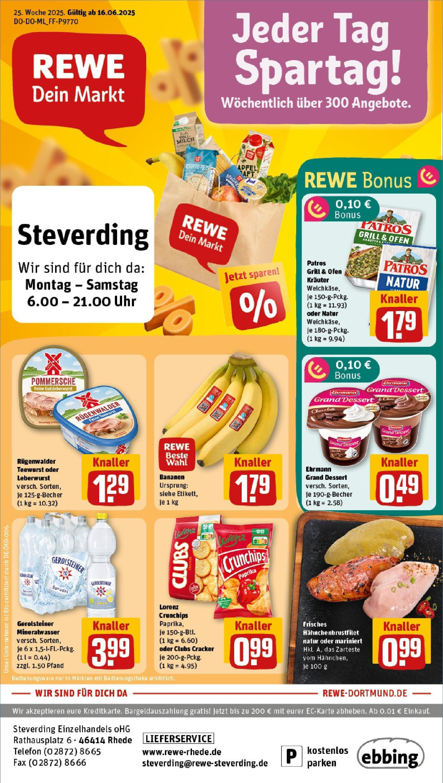 REWE Prospekt ab 15.06.2025 zum Blättern » Angebote | Seite: 1 | Produkte: Milch, Theke, Lorenz crunchips, Telefon