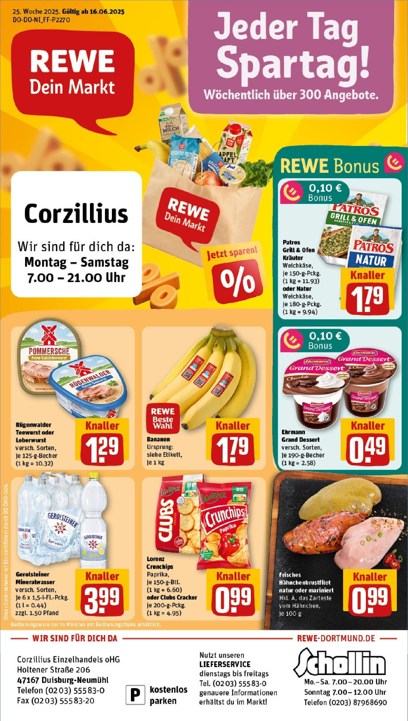REWE Prospekt ab 15.06.2025 zum Blättern » Angebote | Seite: 1 | Produkte: Theke, Äpfel, Bananen, Gerolsteiner