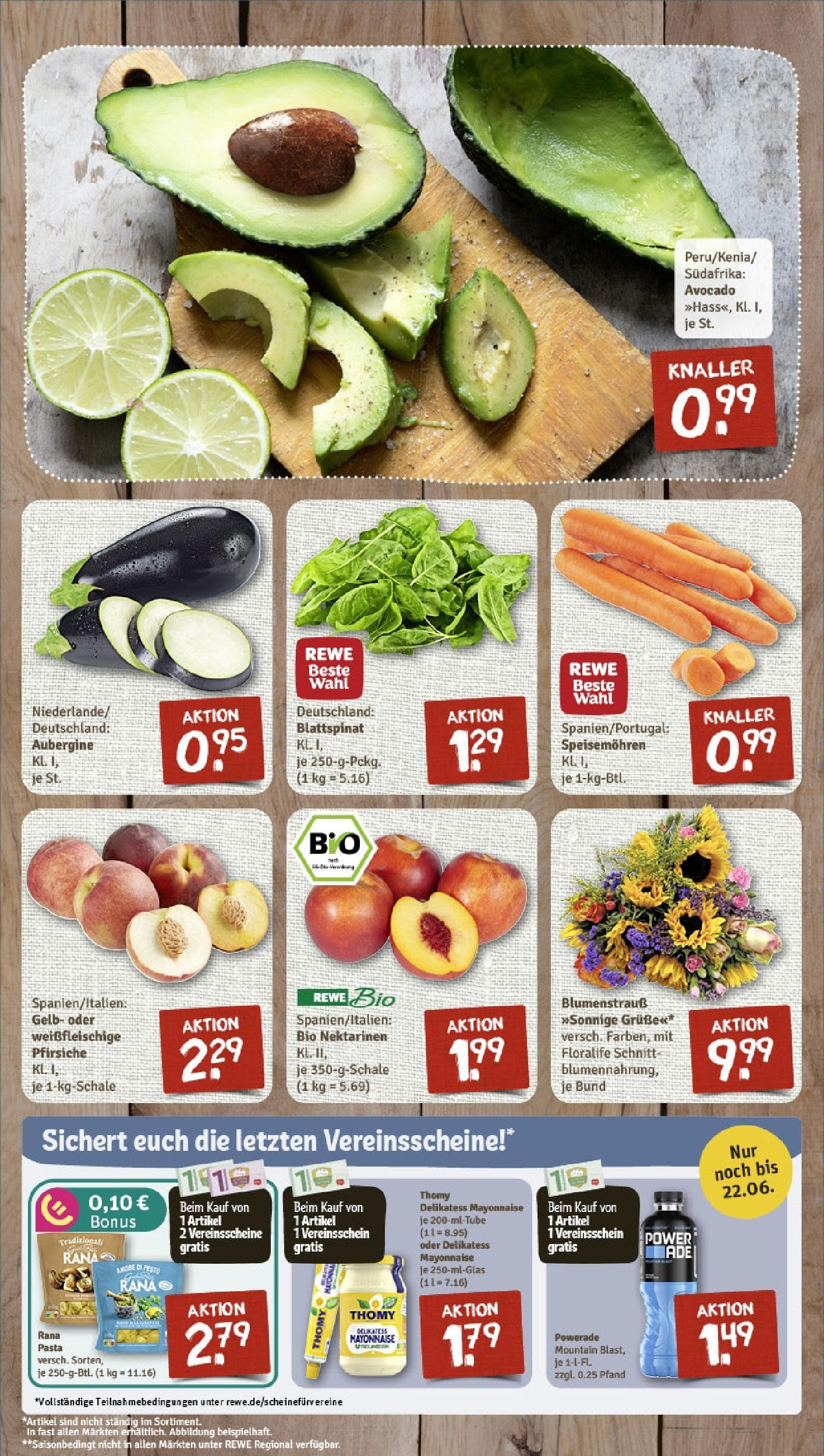 REWE Prospekt ab 15.06.2025 zum Blättern » Angebote | Seite: 3 | Produkte: Avocado, Mayonnaise, Powerade, Pasta