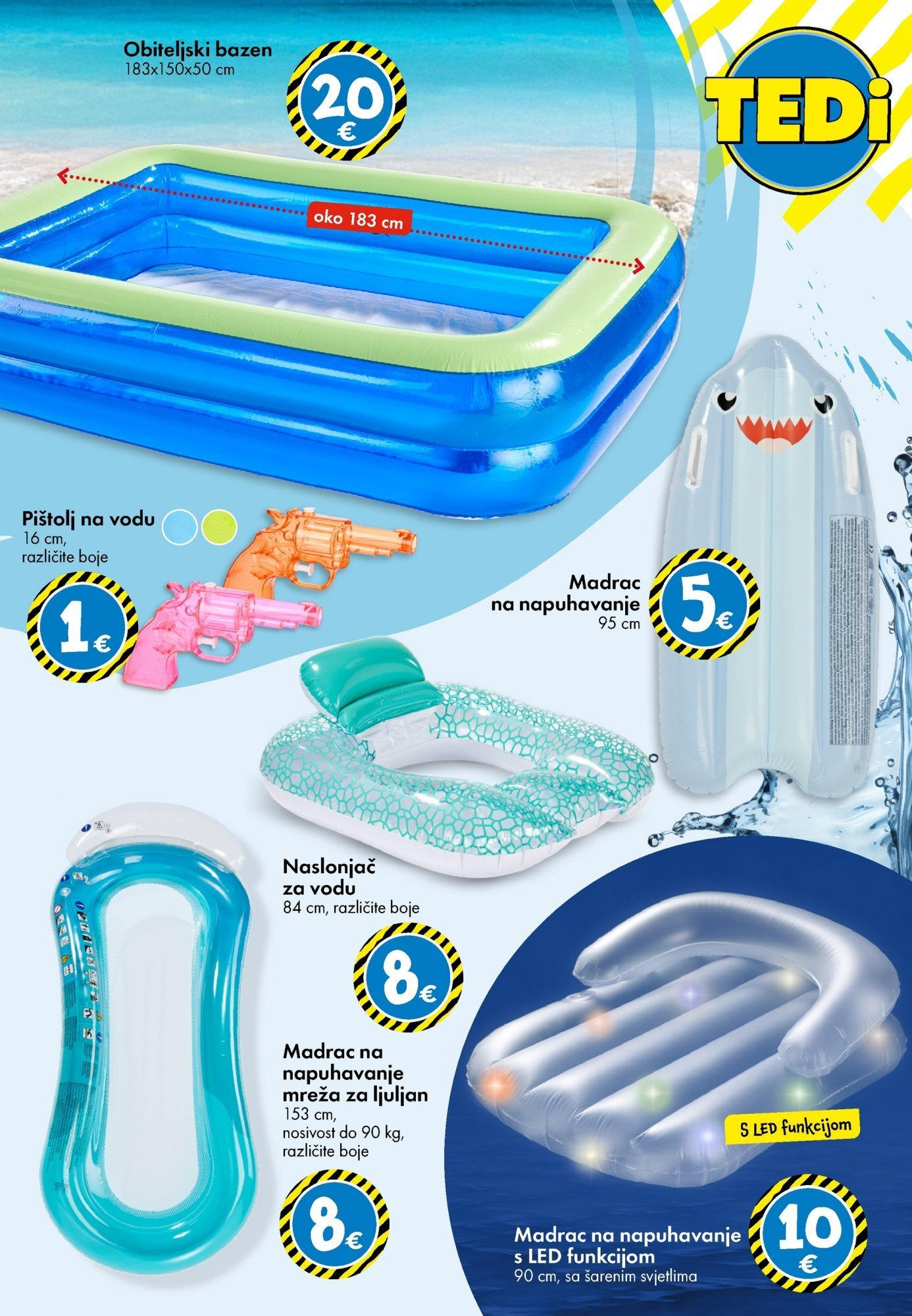 Katalog TEDi novi od 13.06.2025 na listanje > letak digitalni | Stranica: 12 | Proizvodi: Madrac, Bazen