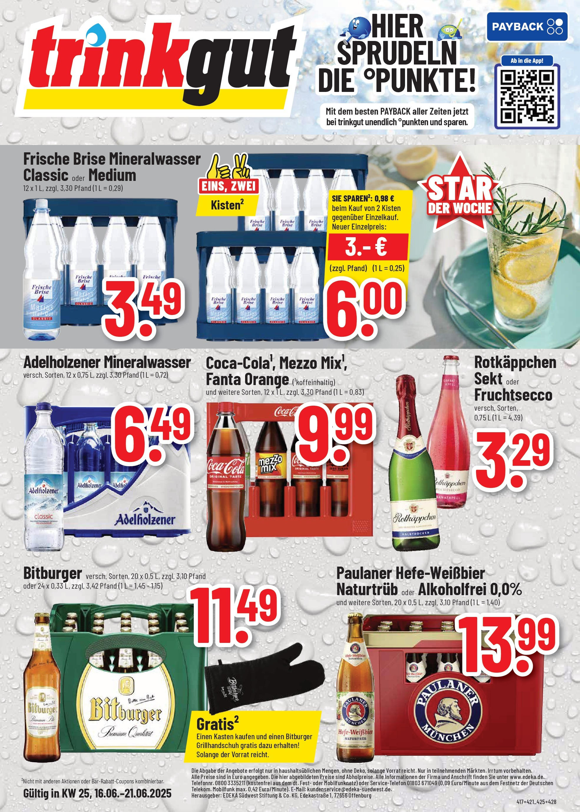 Trinkgut prospekt Bad Kreuznach	 (ab 15.06.2025) » Angebote online | Seite: 1 | Produkte: Adelholzener, Mineralwasser, Rotkäppchen, Paulaner