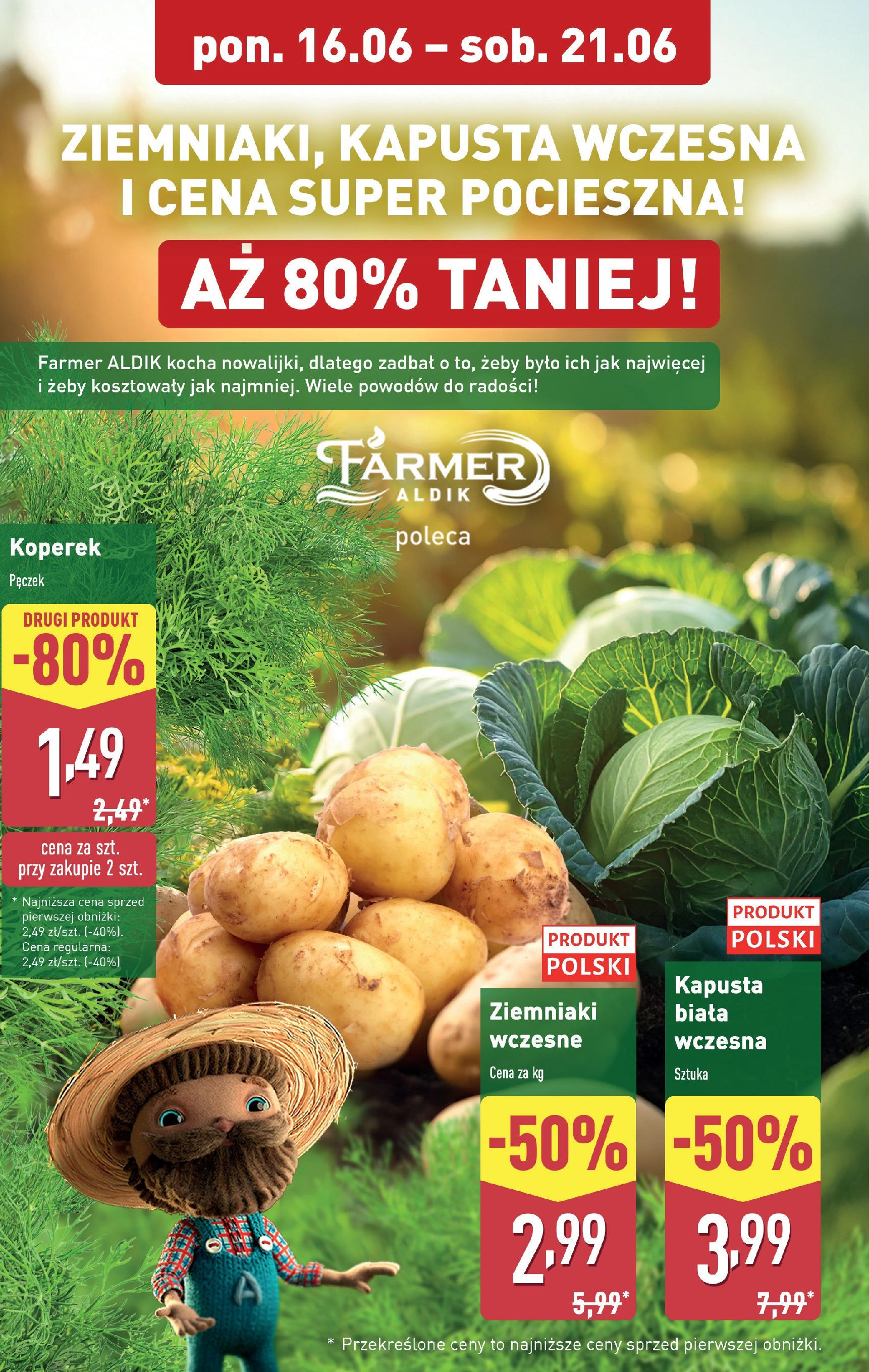 Aldi Gazetka od 16.06.2025 - Ulotka PDF, promocje | Strona: 4 | Produkty: Kapusta, Koperek, Kapusta biała, Ziemniaki