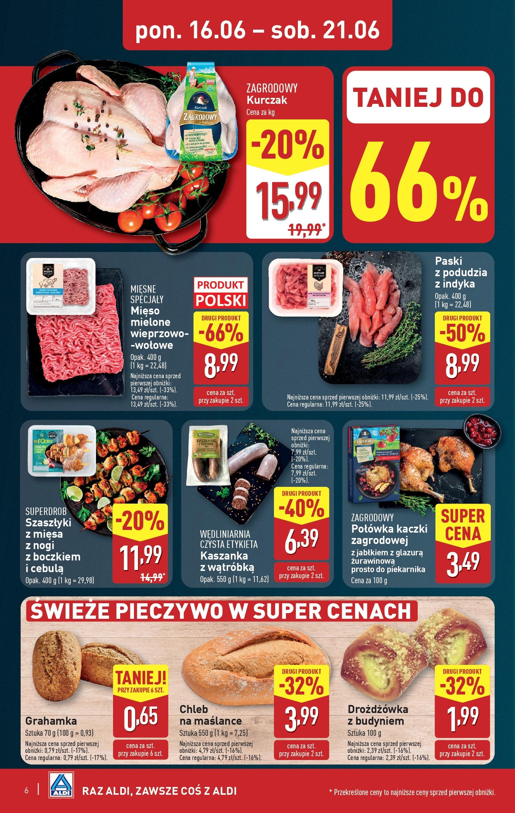 Aldi Gazetka od 16.06.2025 - Ulotka PDF, promocje | Strona: 6 | Produkty: Mięso, Wątróbka, Kaszanka, Kurczak zagrodowy