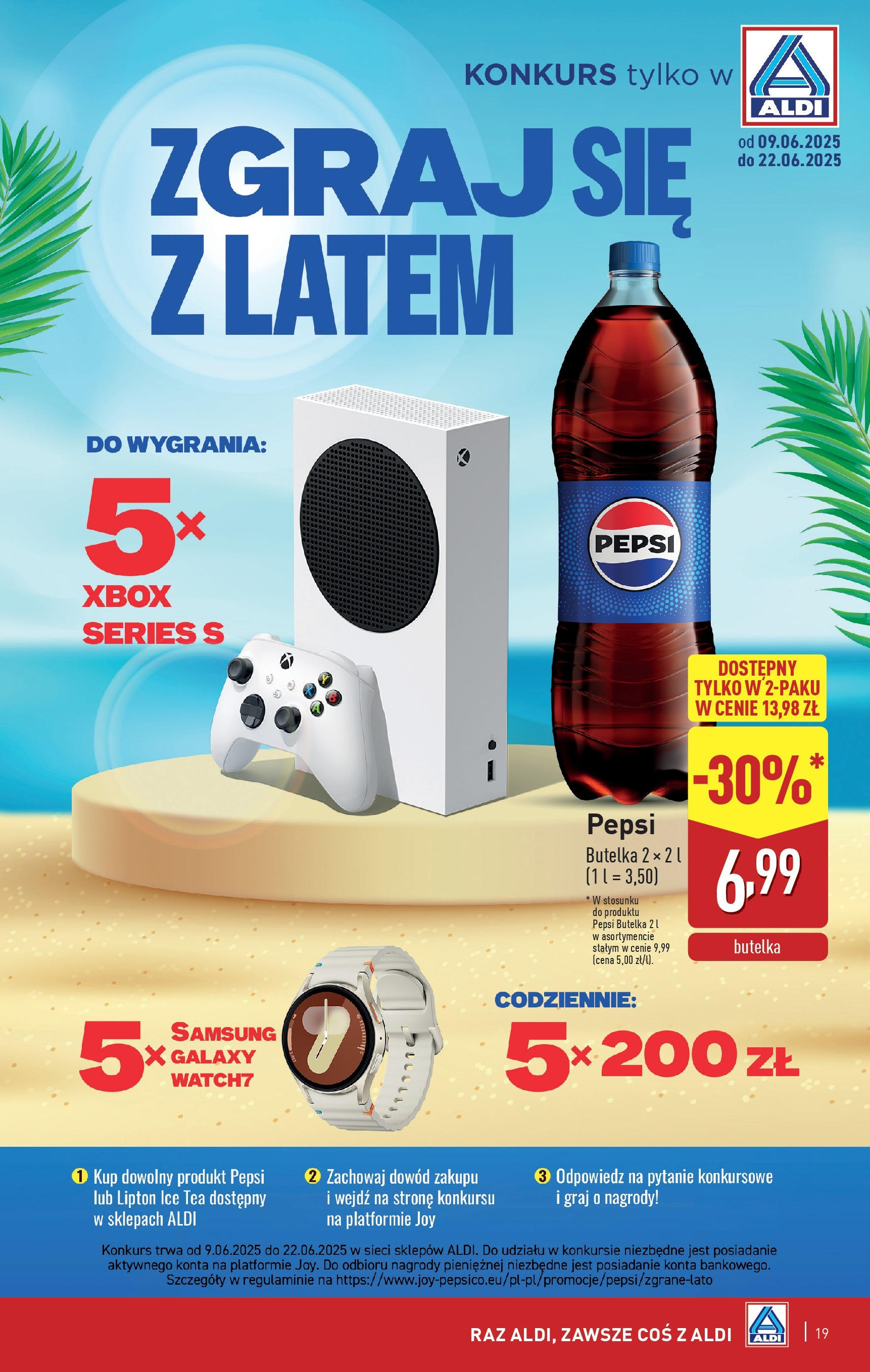 Aldi Gazetka od 16.06.2025 - Ulotka PDF, promocje | Strona: 19 | Produkty: Ice Tea, Xbox, Pepsi, Smartwatch