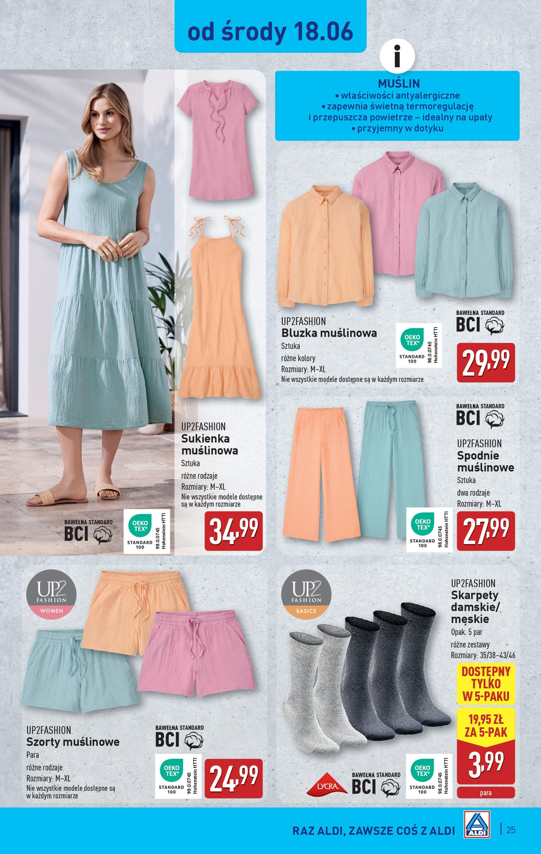 Aldi Gazetka od 16.06.2025 - Ulotka PDF, promocje | Strona: 25 | Produkty: Szorty, Bluzka, Spodnie, Skarpety