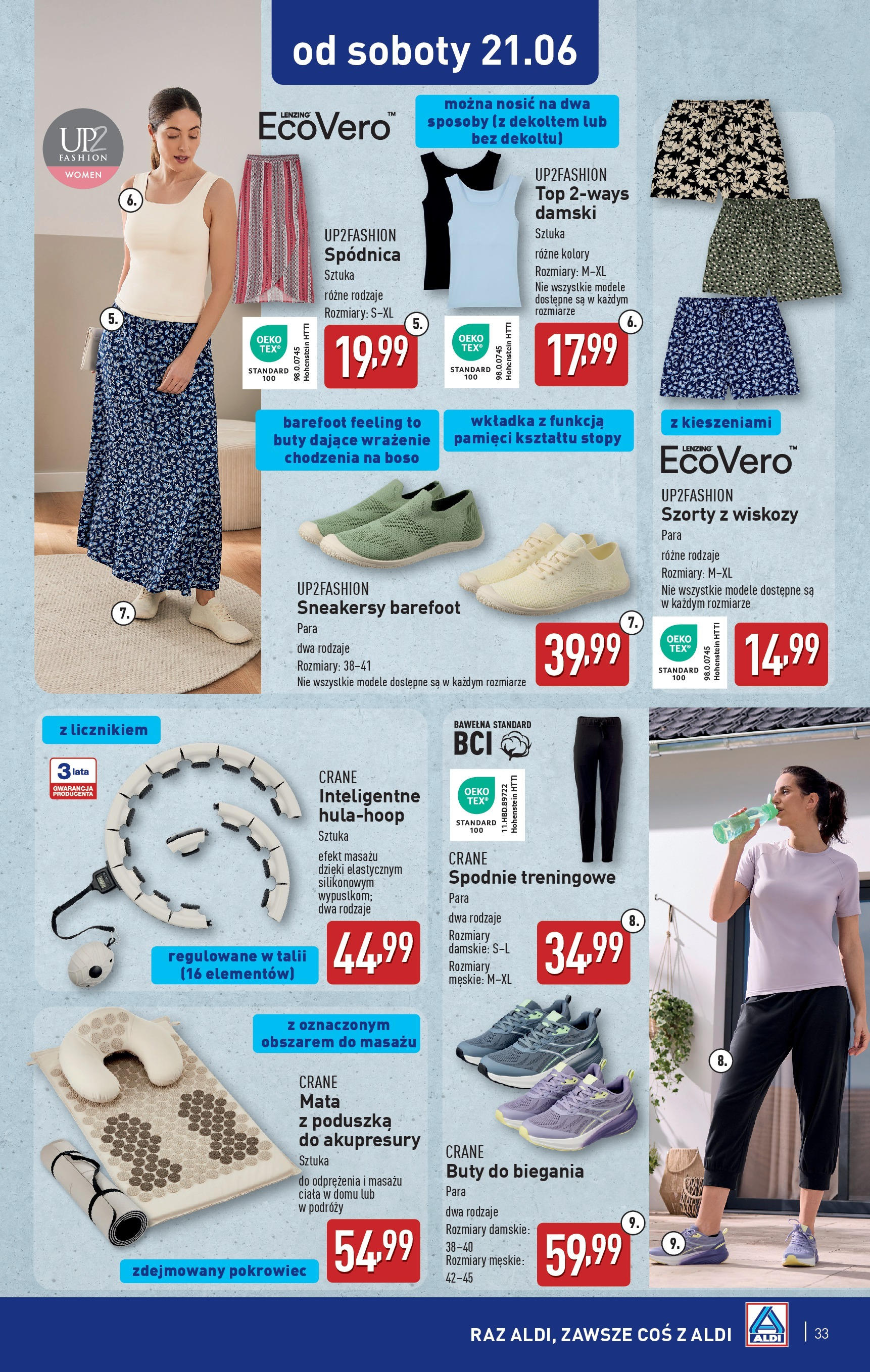 Aldi Gazetka od 16.06.2025 - Ulotka PDF, promocje | Strona: 33 | Produkty: Top, Spodnie, Buty, Poduszka