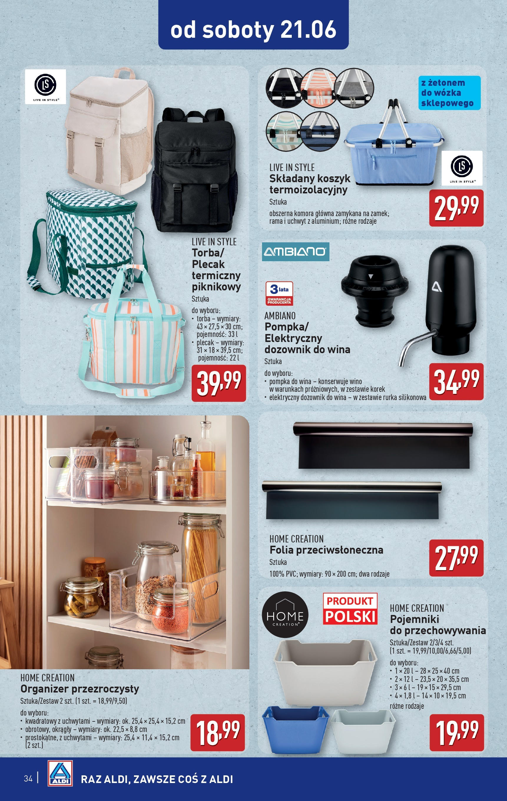 Aldi Gazetka od 16.06.2025 - Ulotka PDF, promocje | Strona: 34 | Produkty: Plecak, Torba, Wino