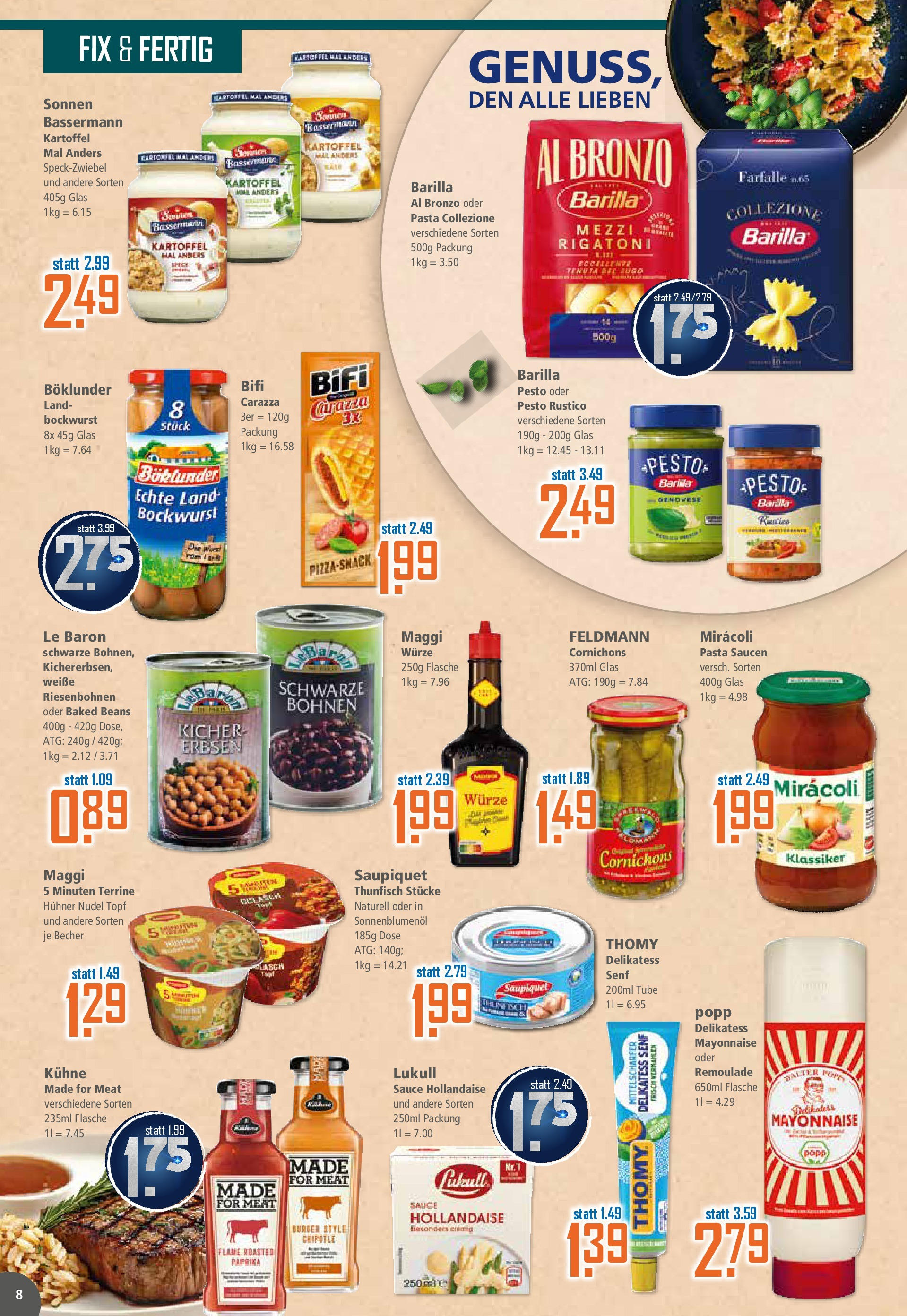 Klaas & Kock - K+K: Wochenangebote (ab 22.06.2025) zum Blättern | Seite: 8 | Produkte: Barilla, Sonnenblumenol, Pasta, Erbsen
