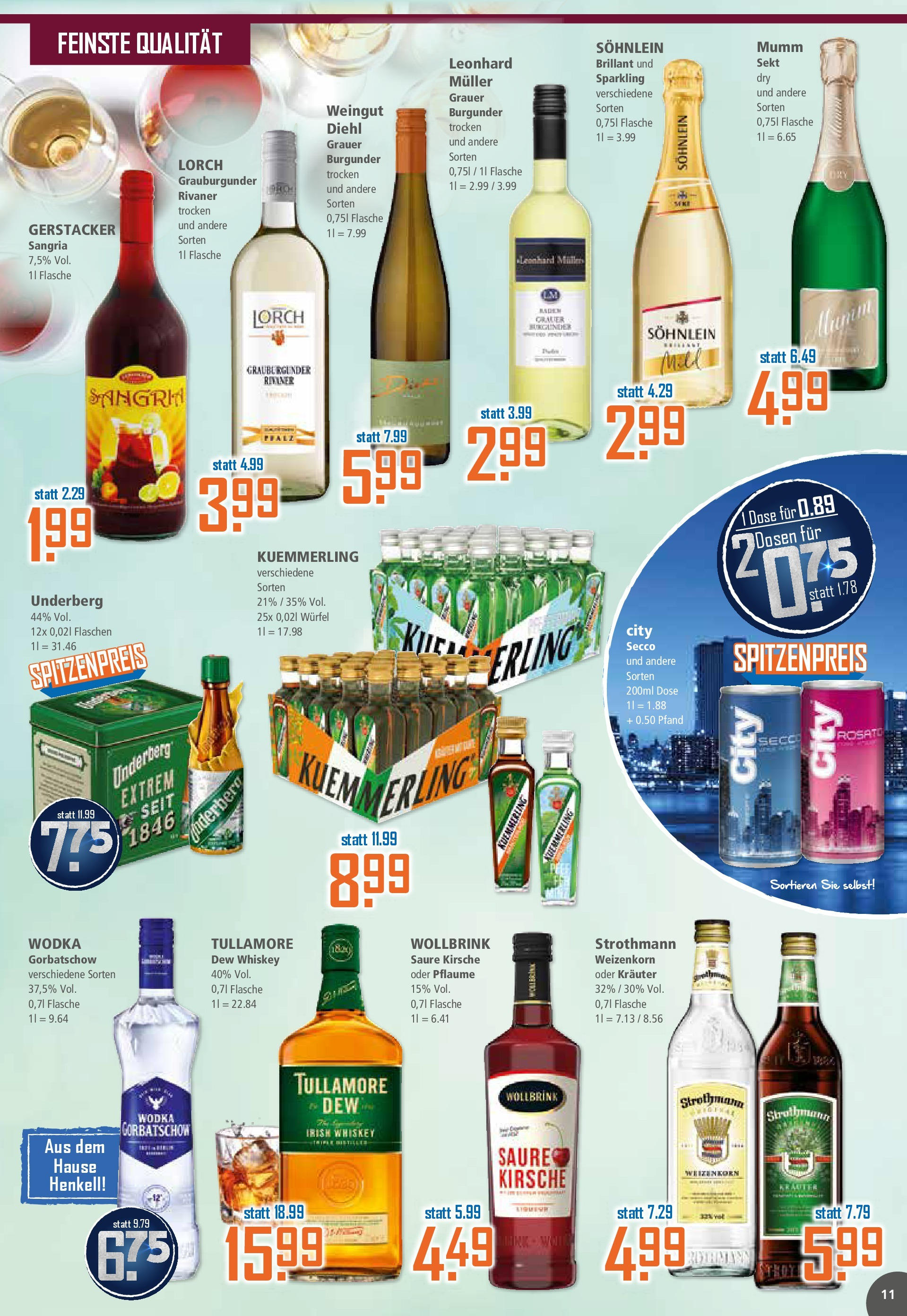Klaas & Kock - K+K: Wochenangebote (ab 22.06.2025) zum Blättern | Seite: 11 | Produkte: Mumm sekt, Vodka, Wodka, Whiskey