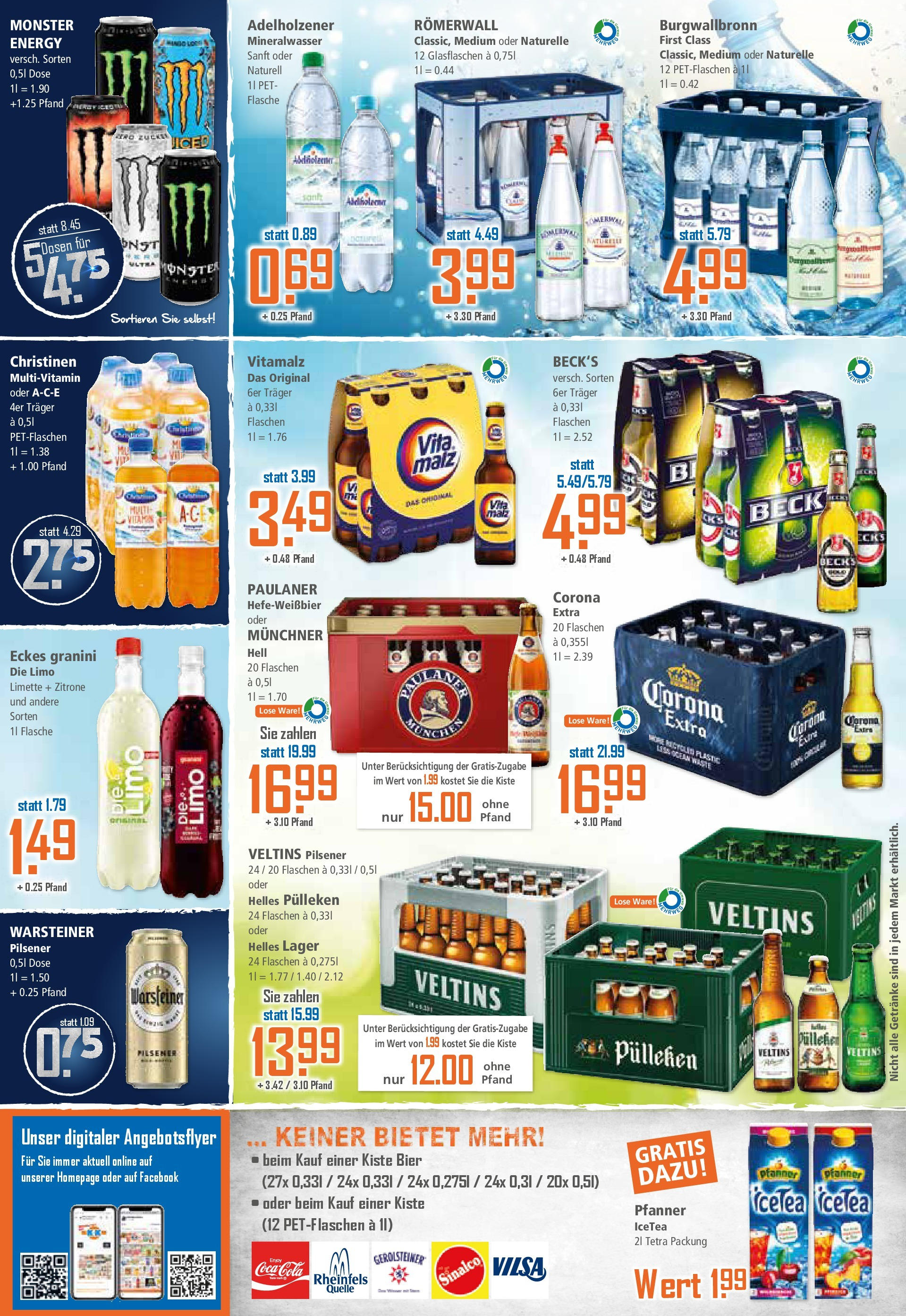 Klaas & Kock - K+K: Wochenangebote (ab 22.06.2025) zum Blättern | Seite: 12 | Produkte: Helles pulleken, Coca cola, Adelholzener, Granini die limo