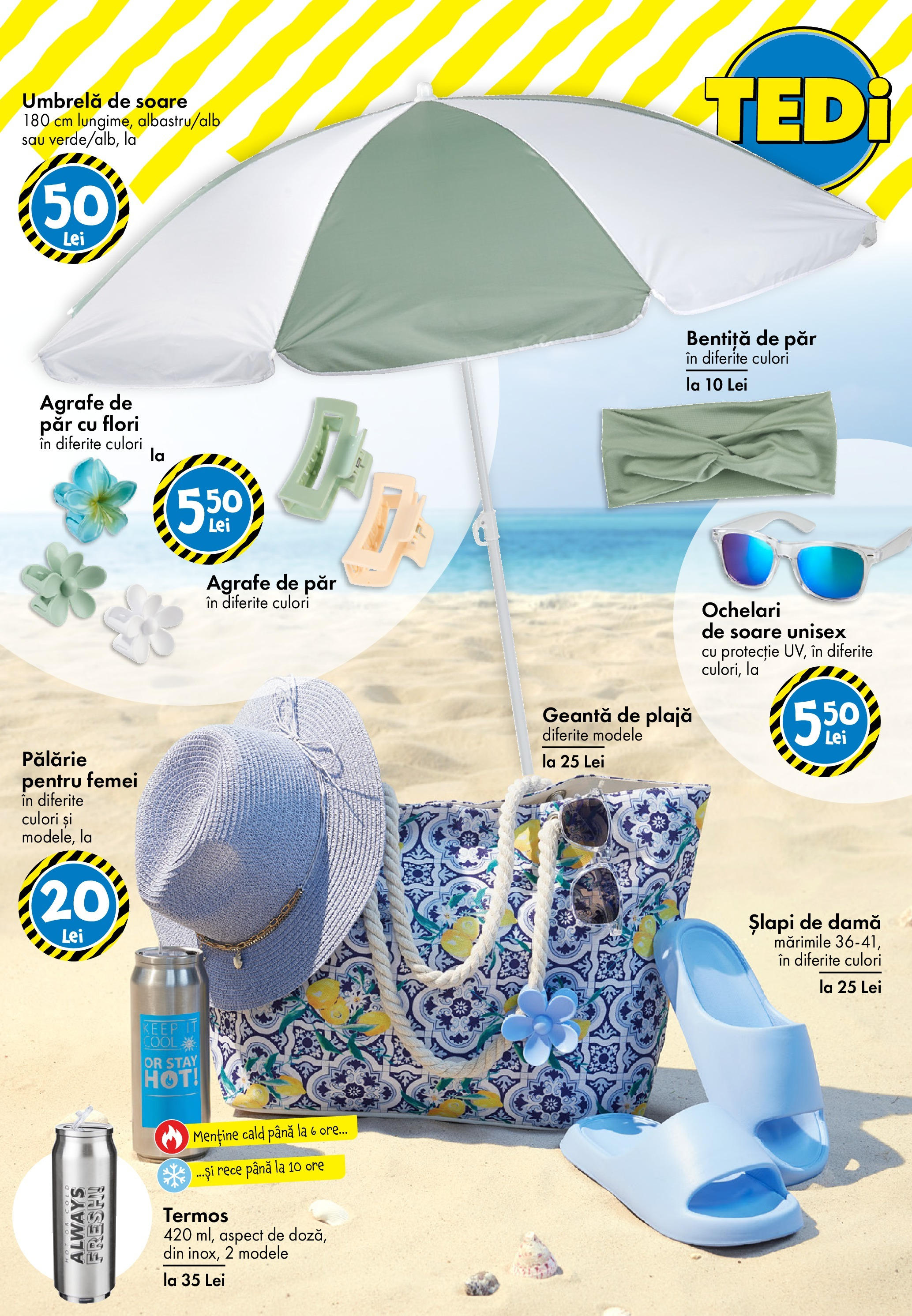 Catalog TEDi - Oferta 13.06.2025 - 21.06.2025 | Pagină: 7 | Produse: Pălărie, Bentiță de păr, Ochelari de soare, Agrafe