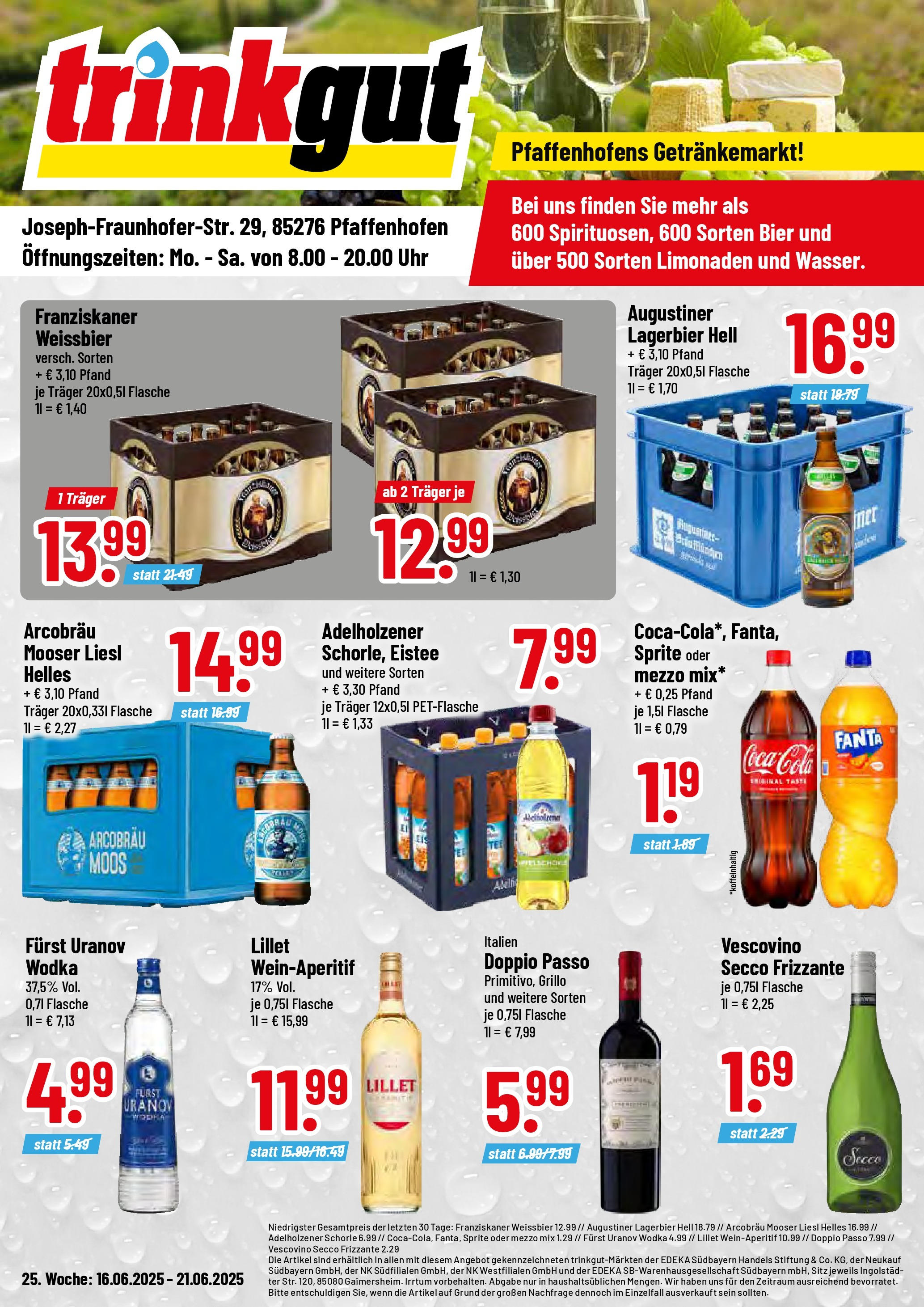 Trinkgut prospekt Pfaffenhofen/Ilm	 (ab 15.06.2025) » Angebote online | Seite: 1 | Produkte: Coca cola, Fanta, Adelholzener, Doppio Passo