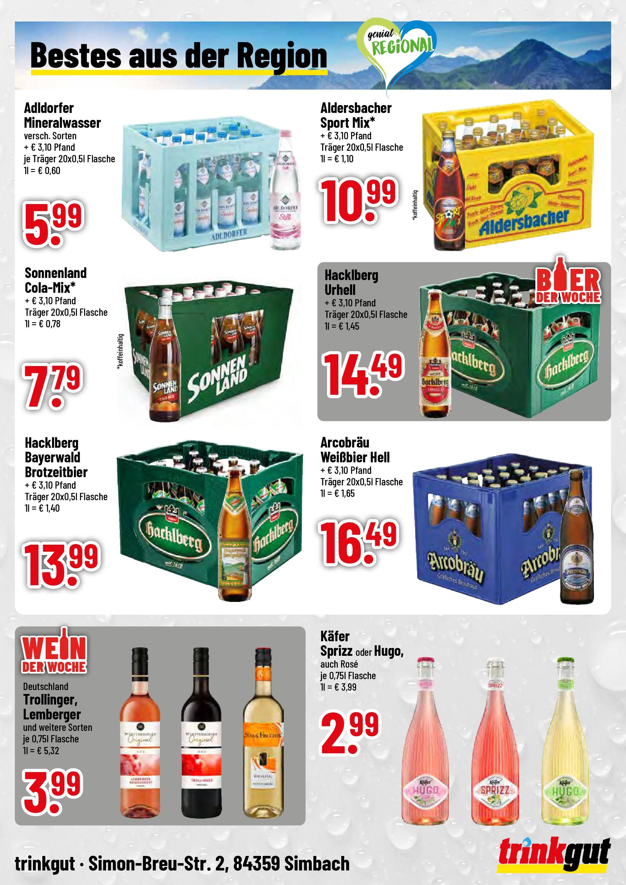 Trinkgut prospekt Simbach/Inn	 (ab 15.06.2025) » Angebote online | Seite: 4 | Produkte: Weißbier, Mineralwasser, Wein, Hugo