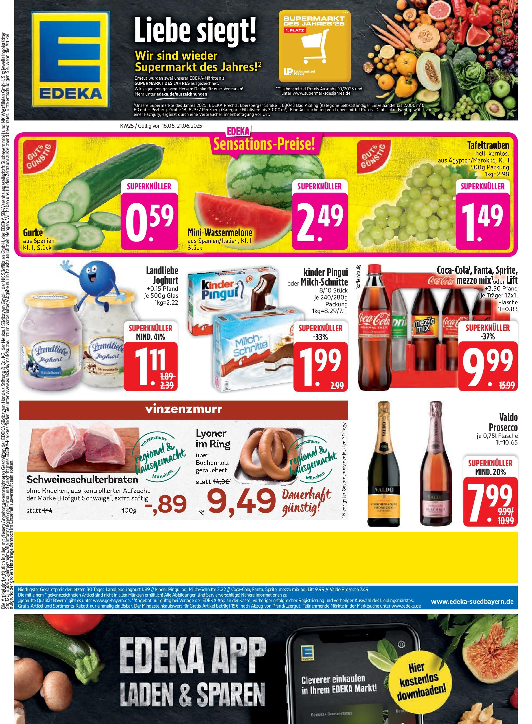 Edeka prospekt Unterföhring	 (ab 15.06.2025) » Angebote Online | Seite: 3 | Produkte: Mezzo mix, Cola, Bad, Landliebe joghurt