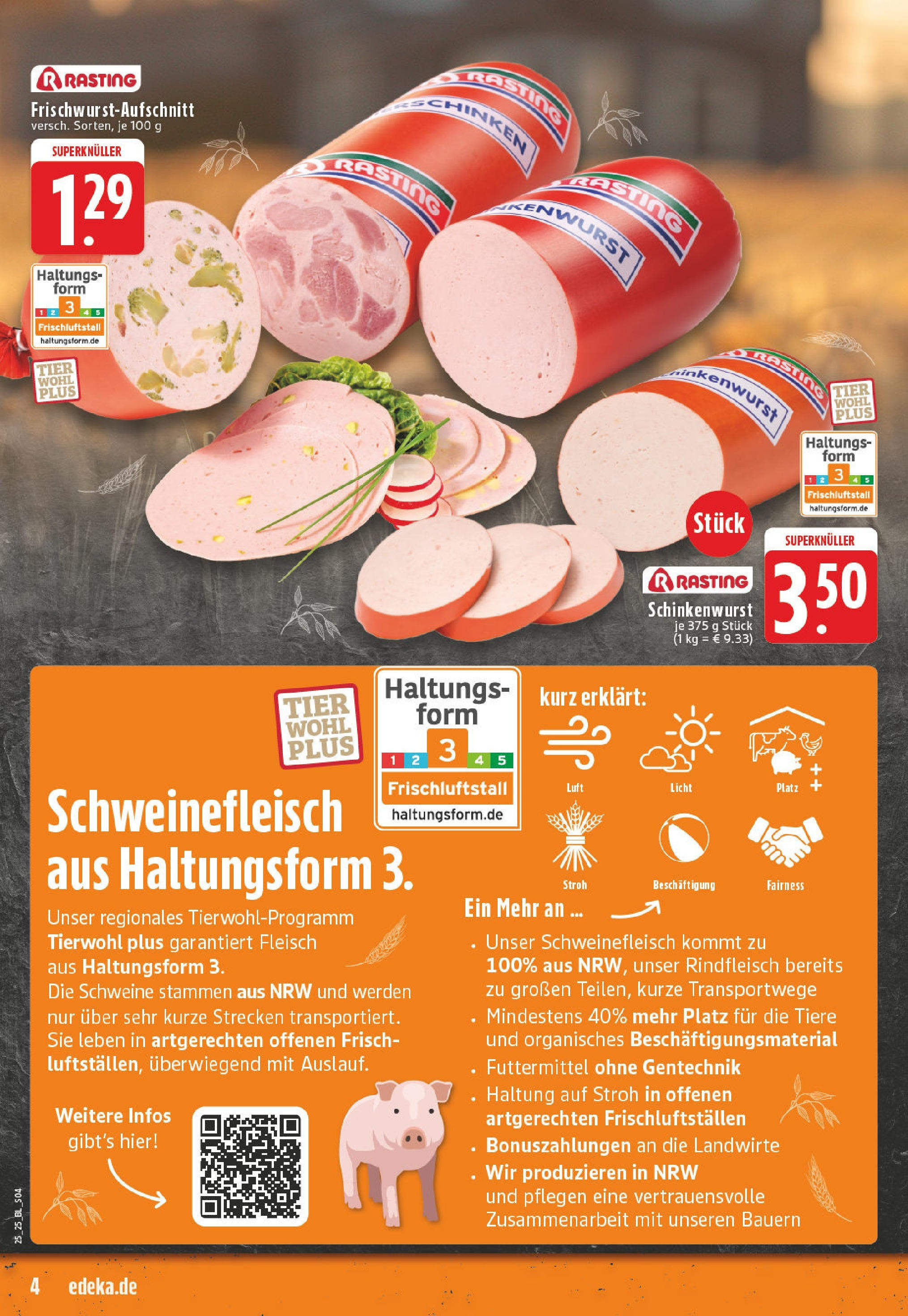 Edeka prospekt Monheim Am Rhein	 (ab 15.06.2025) » Angebote Online | Seite: 4 | Produkte: Schinken, Schweinefleisch, Rindfleisch, Fleisch