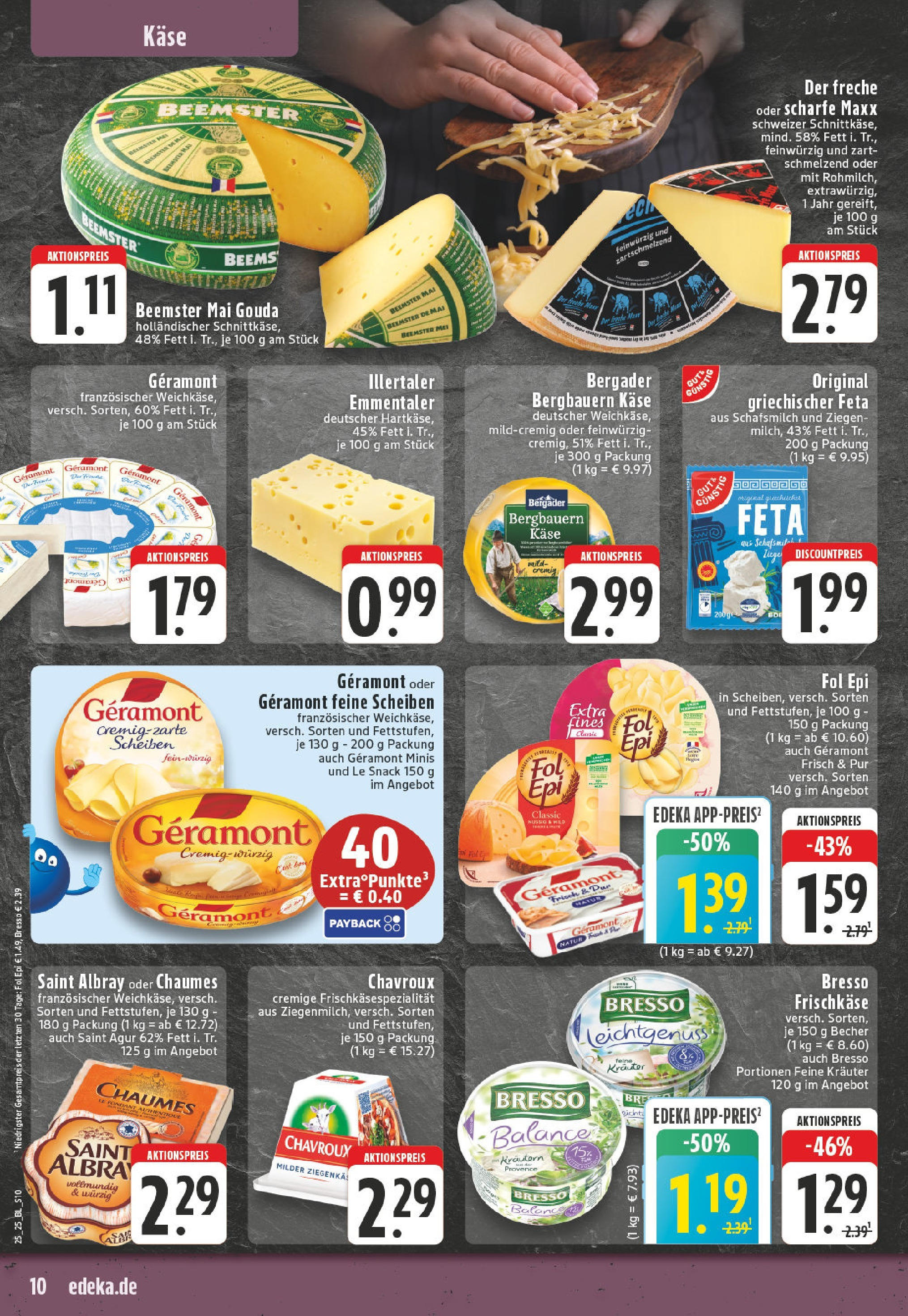 Edeka prospekt Monheim Am Rhein	 (ab 15.06.2025) » Angebote Online | Seite: 10 | Produkte: Feta, Käse, Bresso, Frischkase