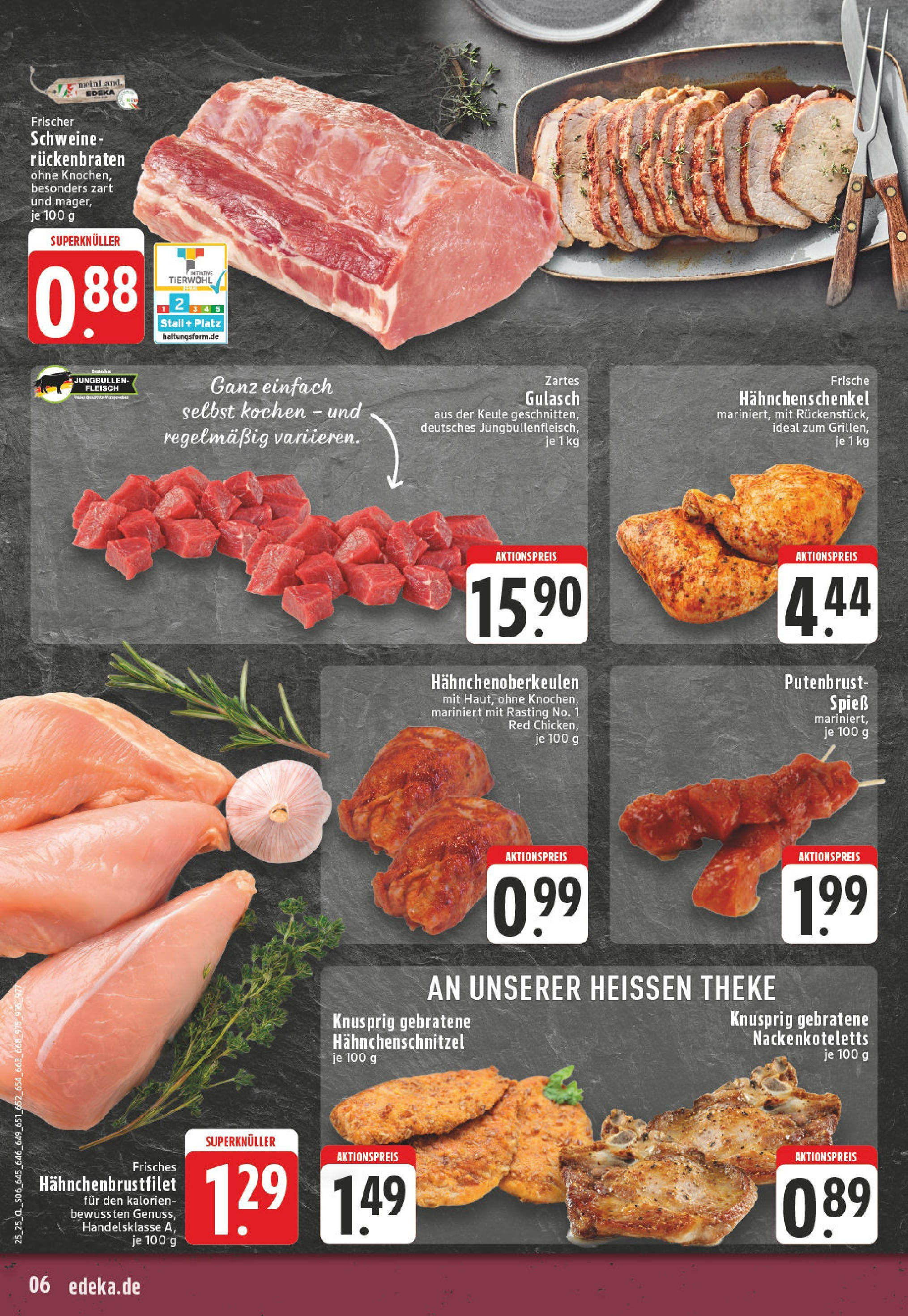 Edeka prospekt Mülheim / Ruhr - Dümpten	 (ab 15.06.2025) » Angebote Online | Seite: 6 | Produkte: Hahnchenschenkel, Theke, Gulasch, Fleisch