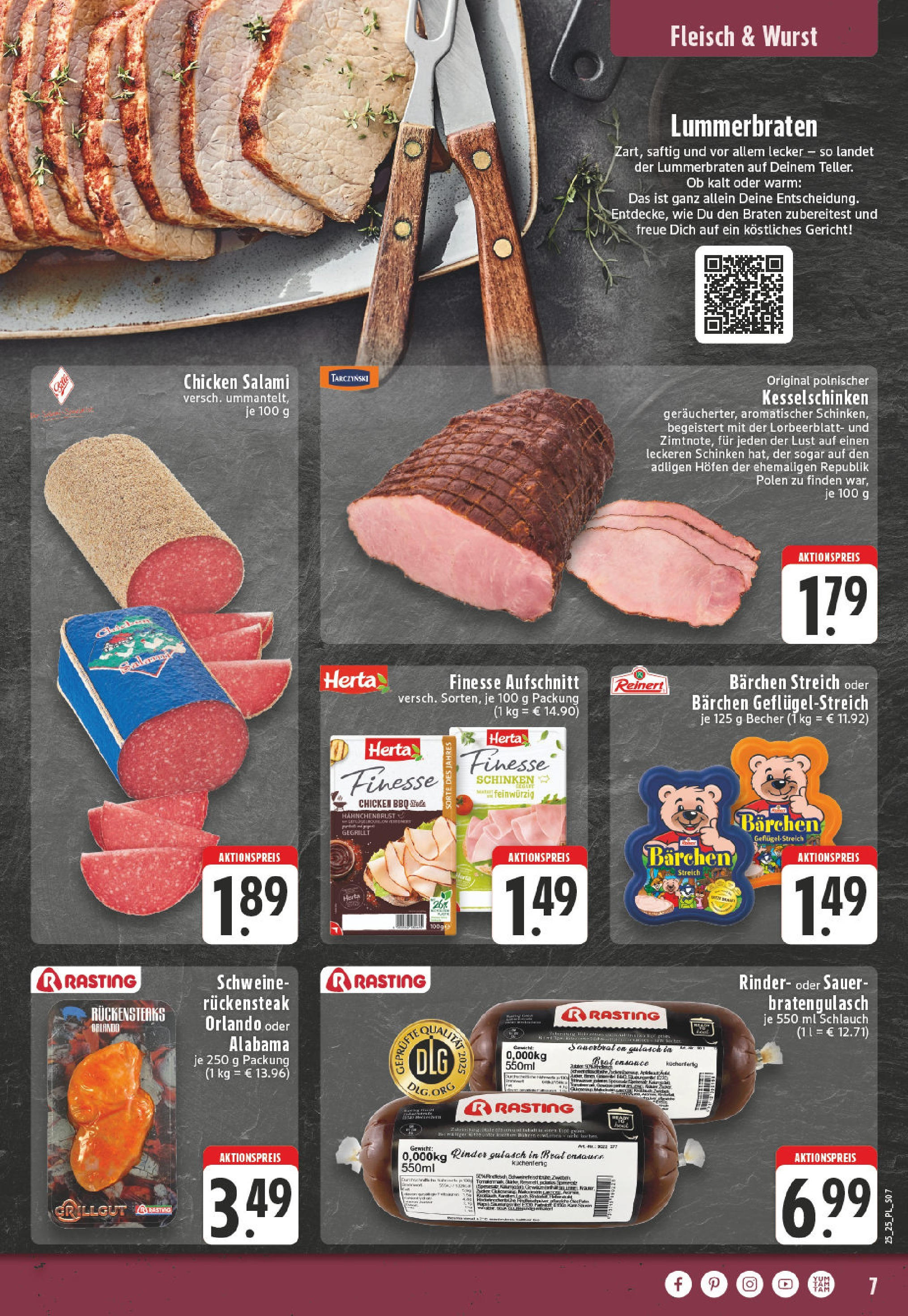 Edeka prospekt Wickede	 (ab 15.06.2025) » Angebote Online | Seite: 7 | Produkte: Gewicht, Gulasch, Steak, Fleisch