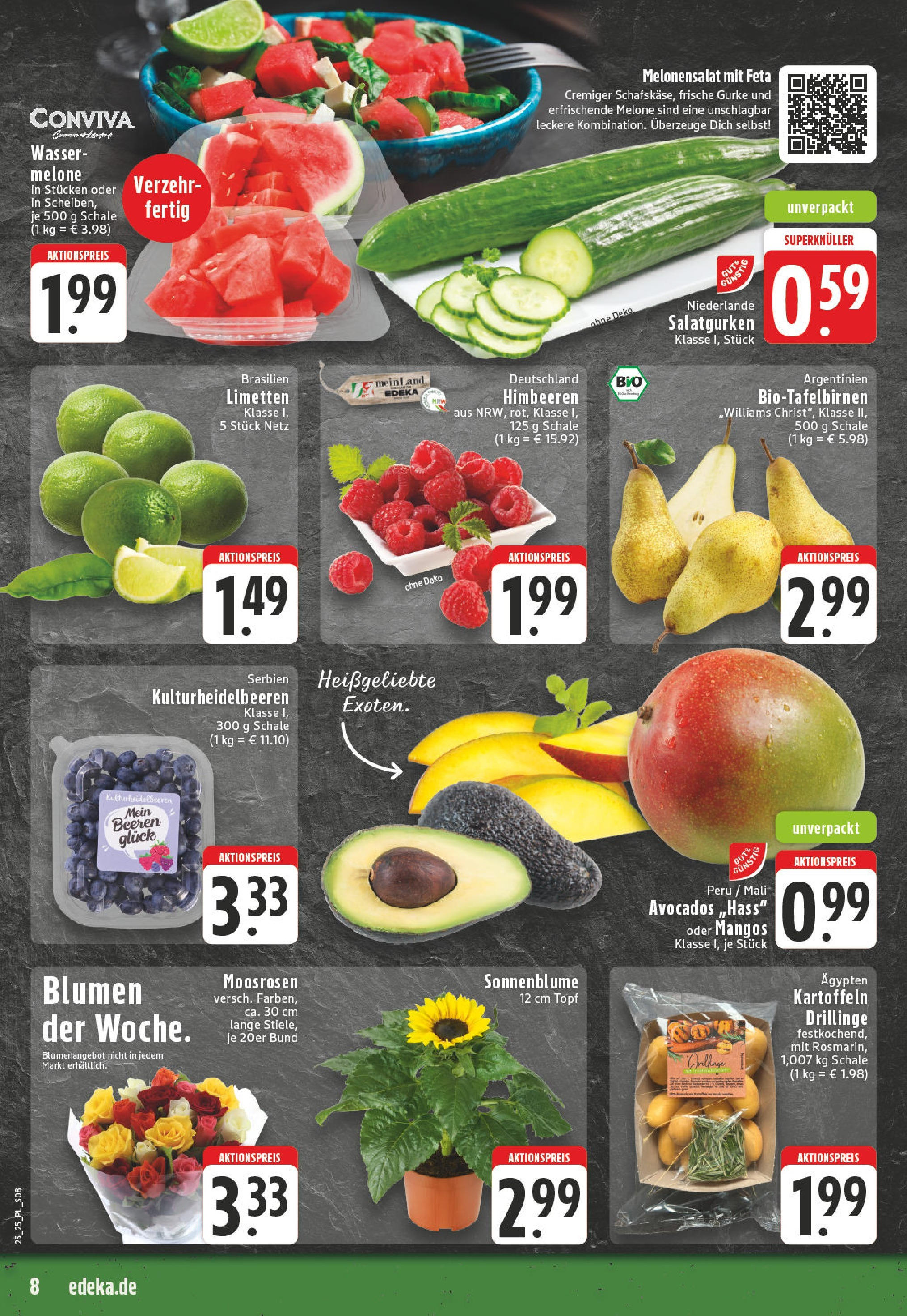 Edeka prospekt Wickede	 (ab 15.06.2025) » Angebote Online | Seite: 8 | Produkte: Himbeeren, Feta, Kartoffeln, Wassermelone