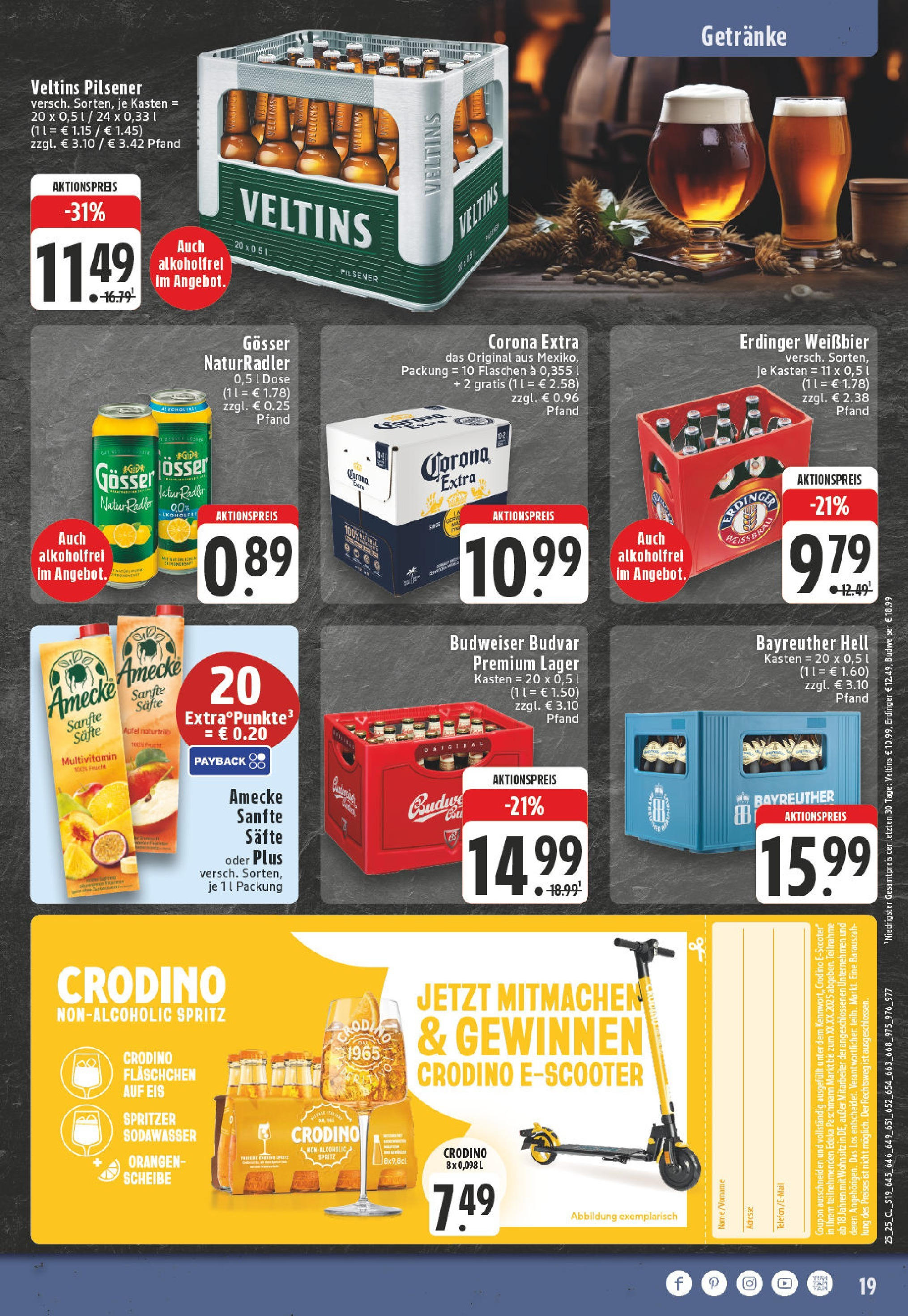 Edeka prospekt Mülheim / Ruhr - Dümpten	 (ab 15.06.2025) » Angebote Online | Seite: 19 | Produkte: Erdinger, Orangen, Radler, Veltins