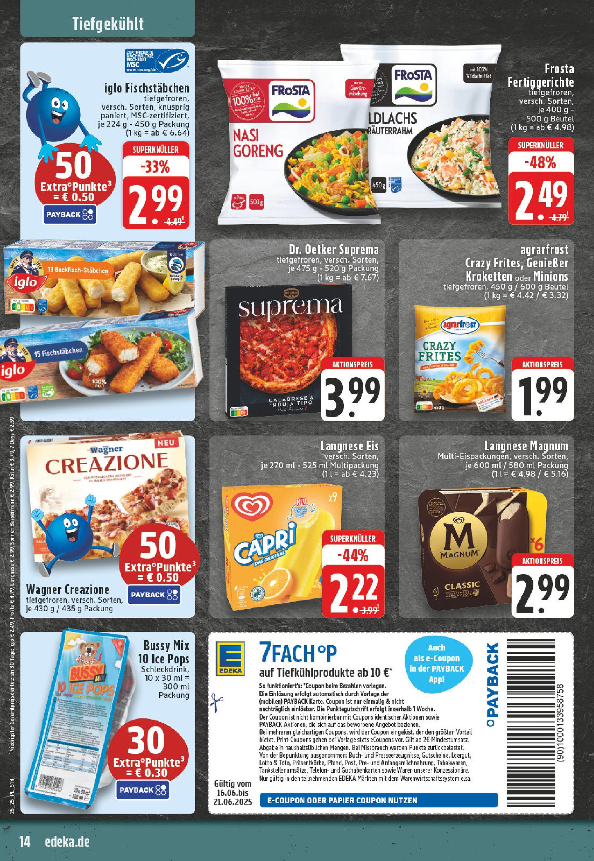 Edeka prospekt Wickede	 (ab 15.06.2025) » Angebote Online | Seite: 14 | Produkte: Kolln, Iglo, Frosta, Fischstabchen