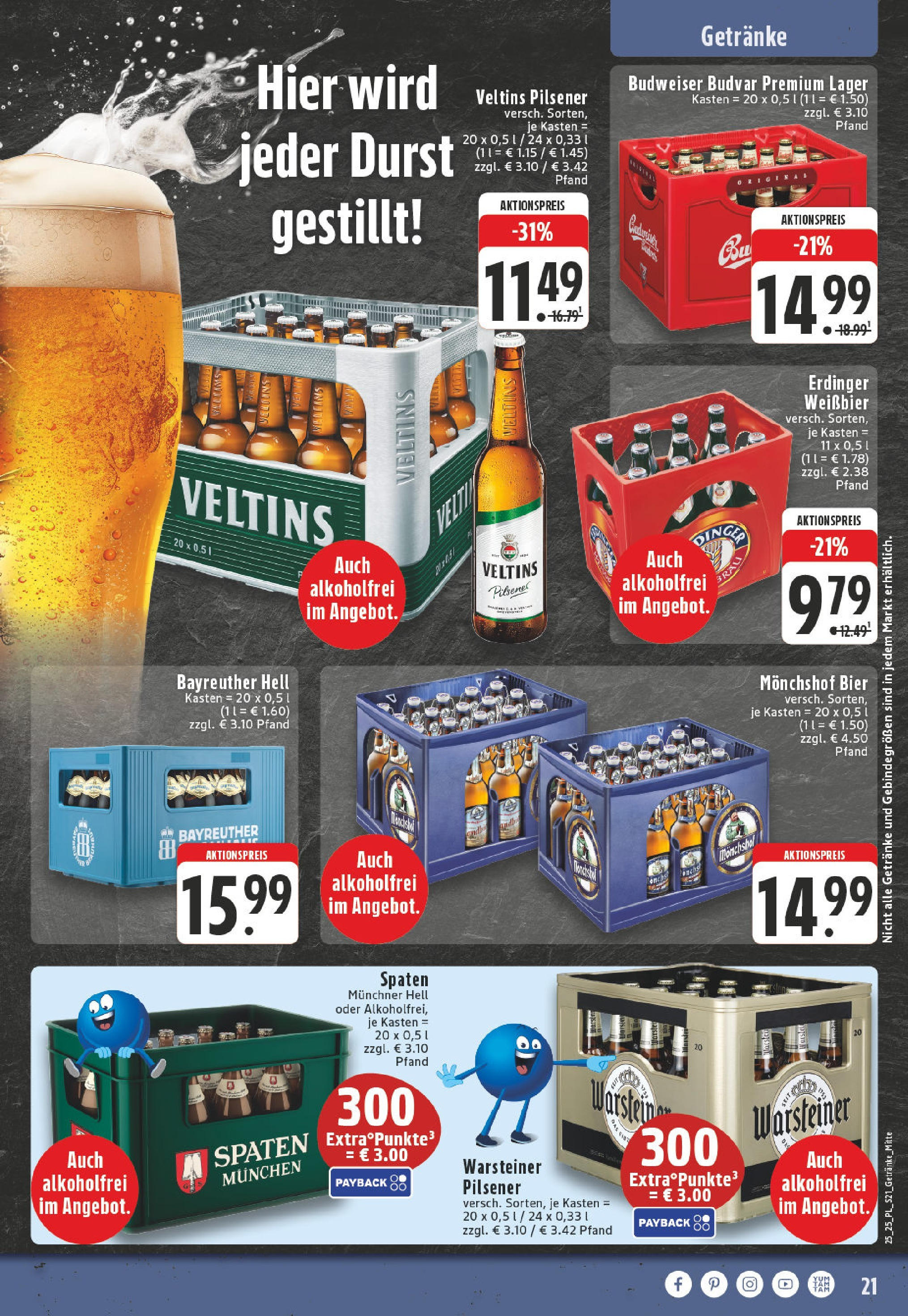 Edeka prospekt Wickede	 (ab 15.06.2025) » Angebote Online | Seite: 21 | Produkte: Bayreuther hell, Erdinger, Bier, Veltins
