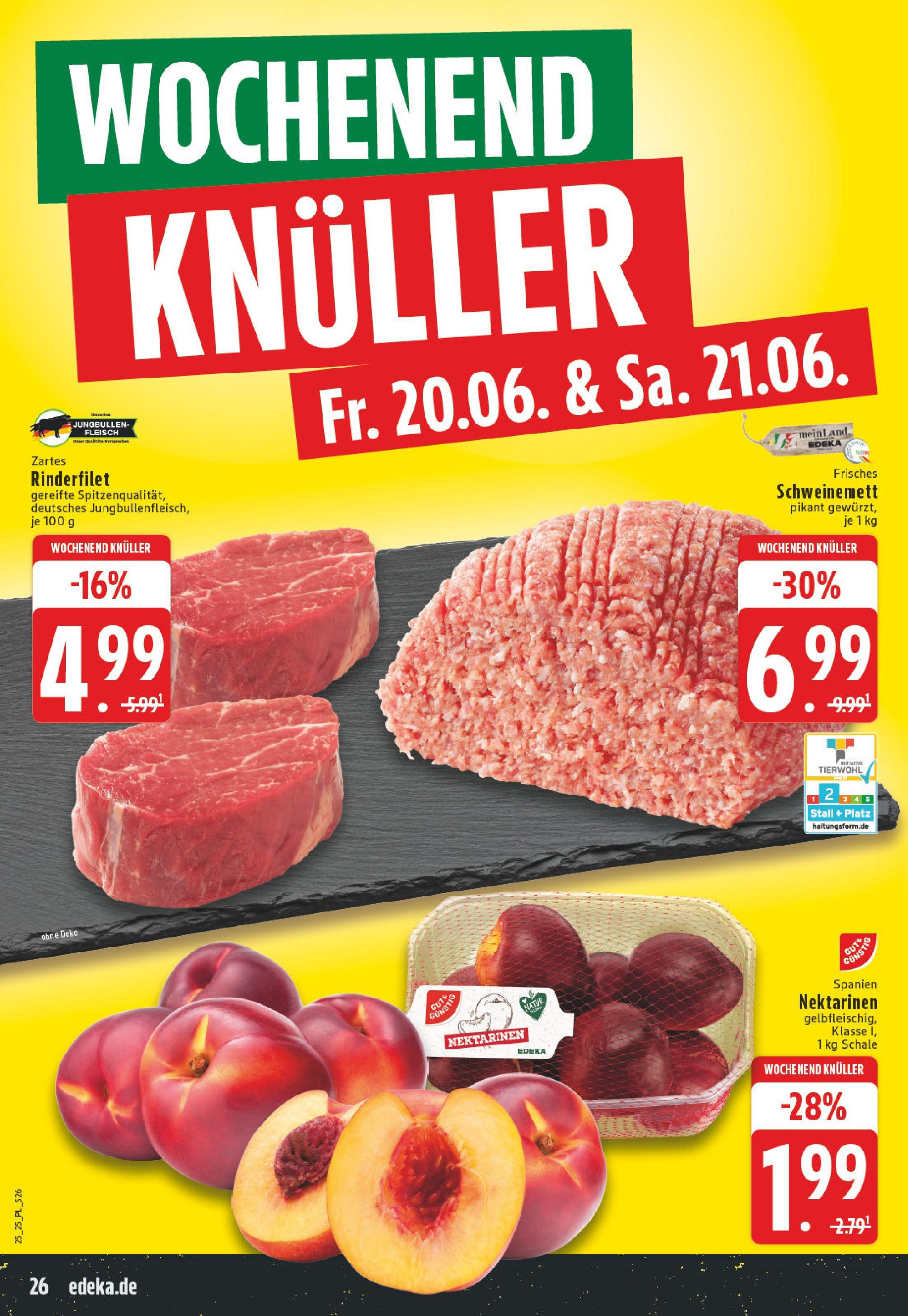 Edeka prospekt Wickede	 (ab 15.06.2025) » Angebote Online | Seite: 26 | Produkte: Nektarinen, Rinderfilet, Fleisch