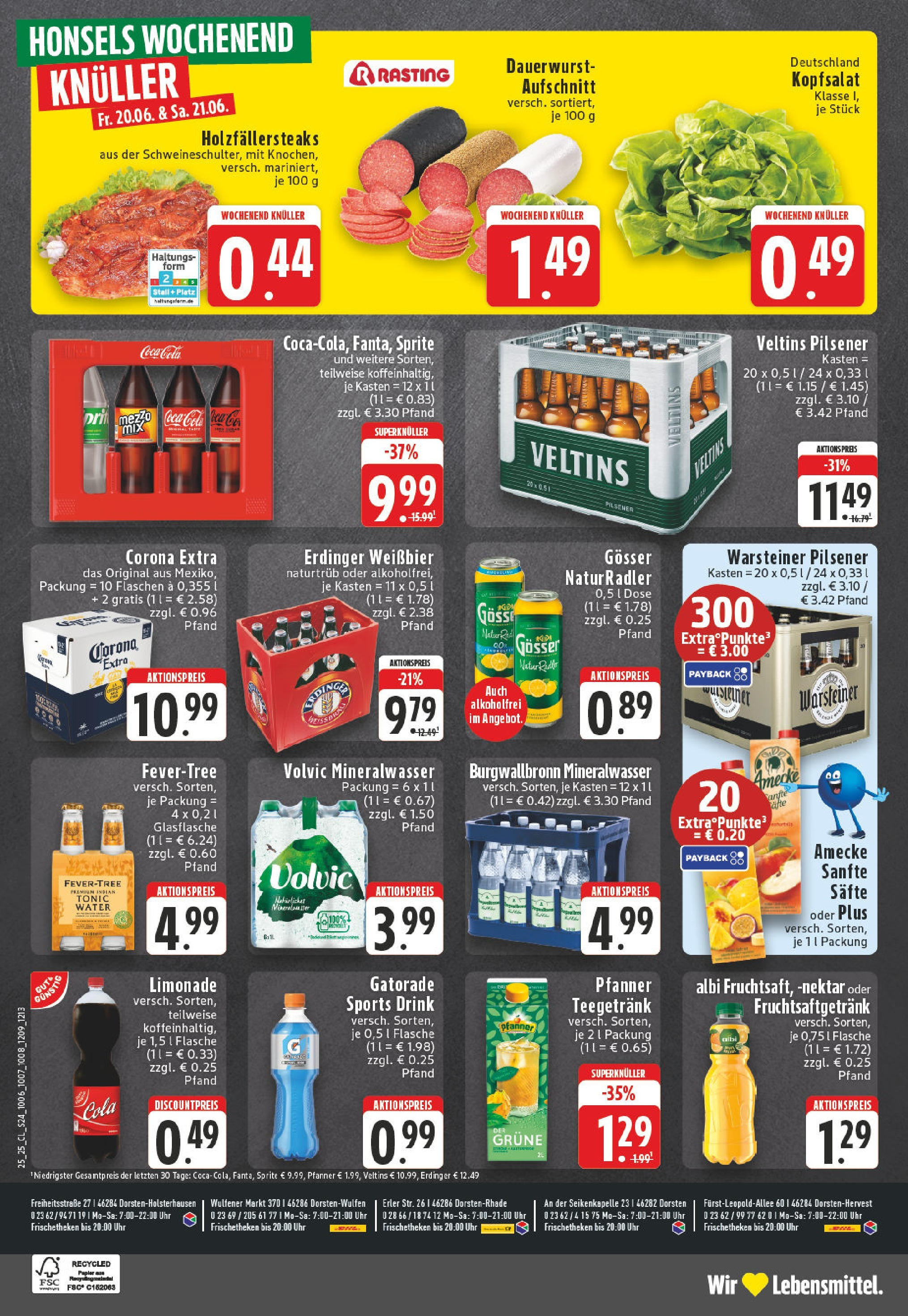 Edeka prospekt Dorsten	 (ab 15.06.2025) » Angebote Online | Seite: 24 | Produkte: Coca cola, Weißbier, Limonade, Veltins