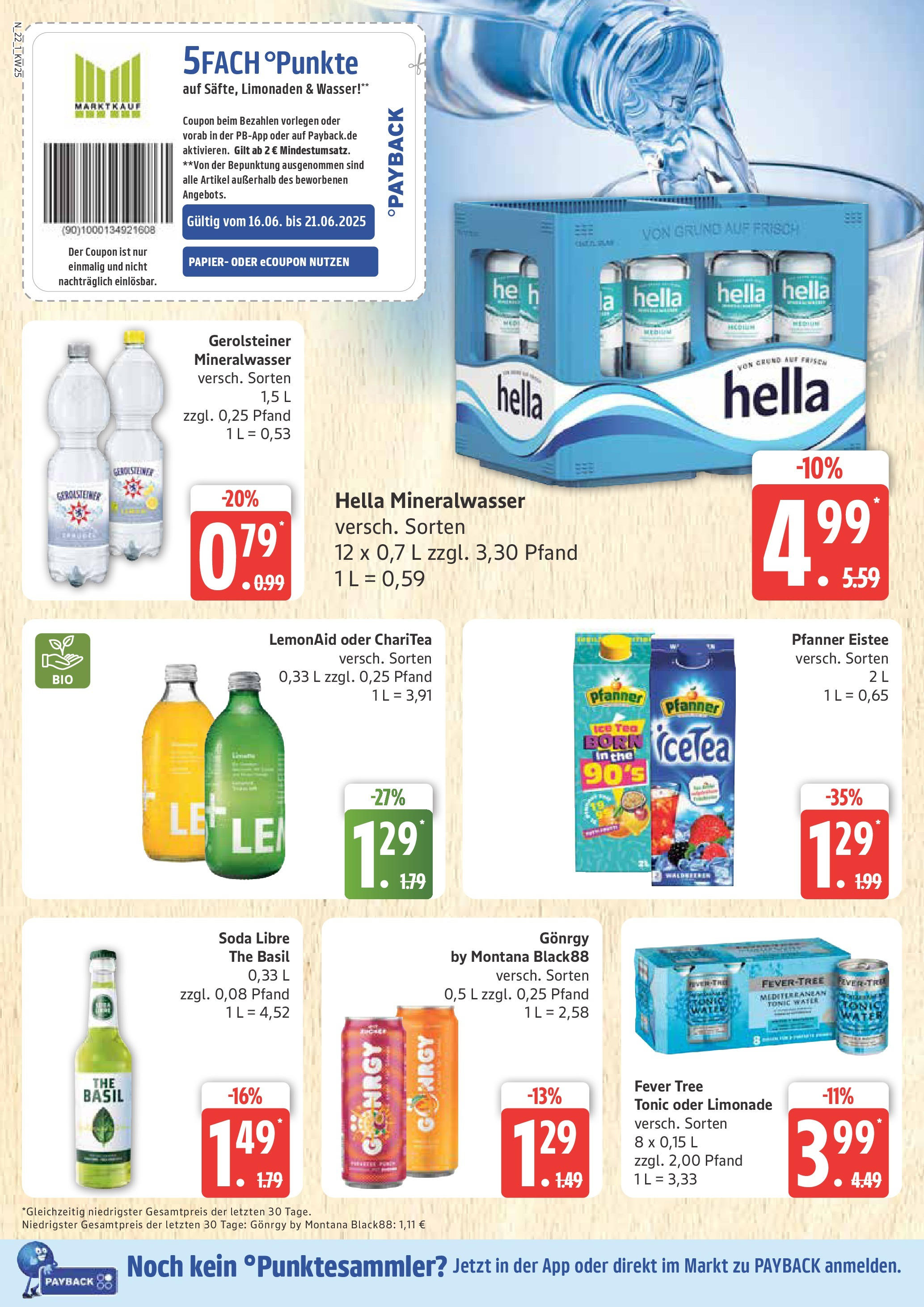Marktkauf - Marktkauf: Wochenangebote (ab 15.06.2025) » Angebote online | Seite: 22 | Produkte: Limonade, Mineralwasser, Wasser, Gerolsteiner