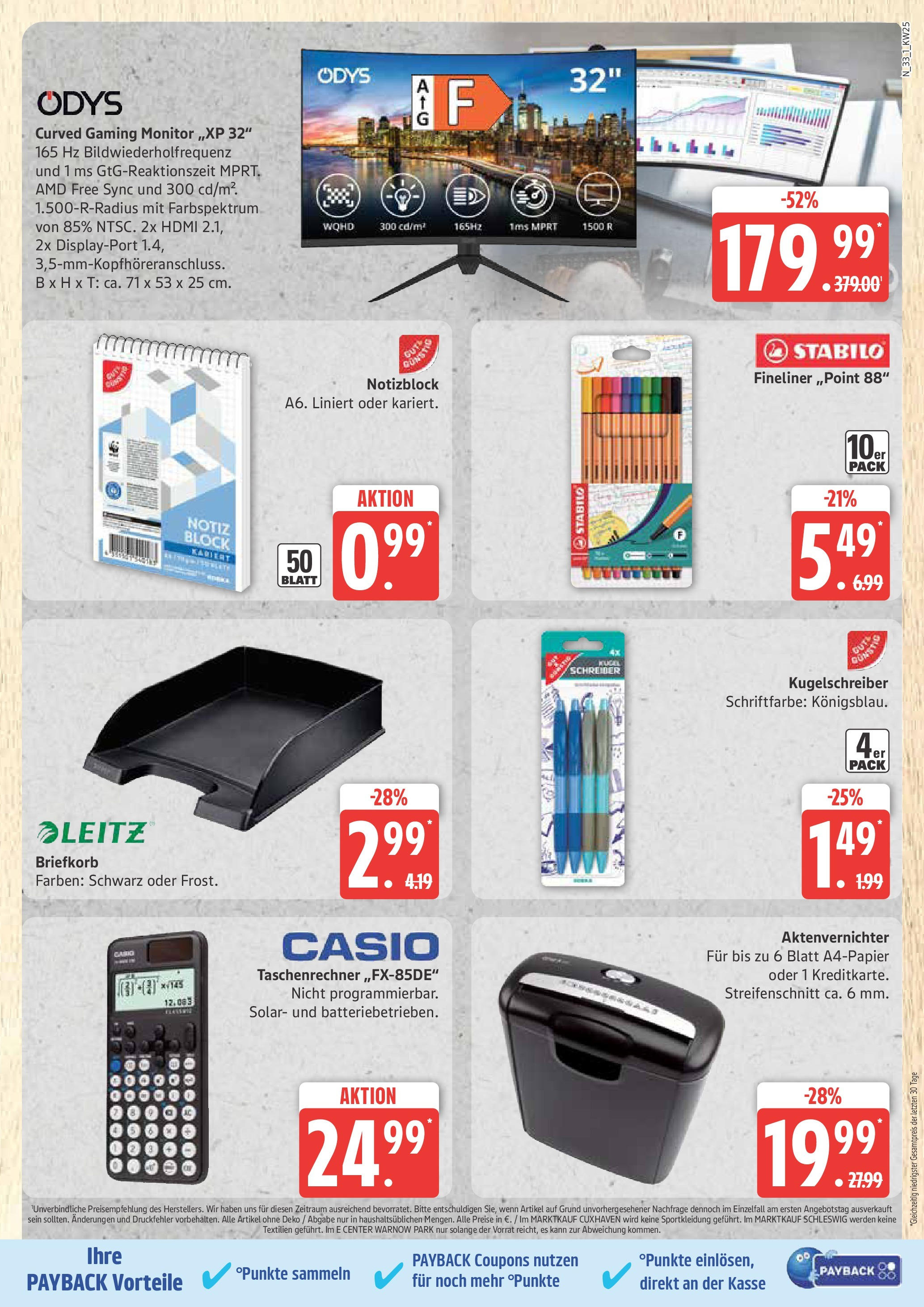 Marktkauf - Marktkauf: Wochenangebote (ab 15.06.2025) » Angebote online | Seite: 33 | Produkte: Taschenrechner, Aktenvernichter, Notebook, Eis