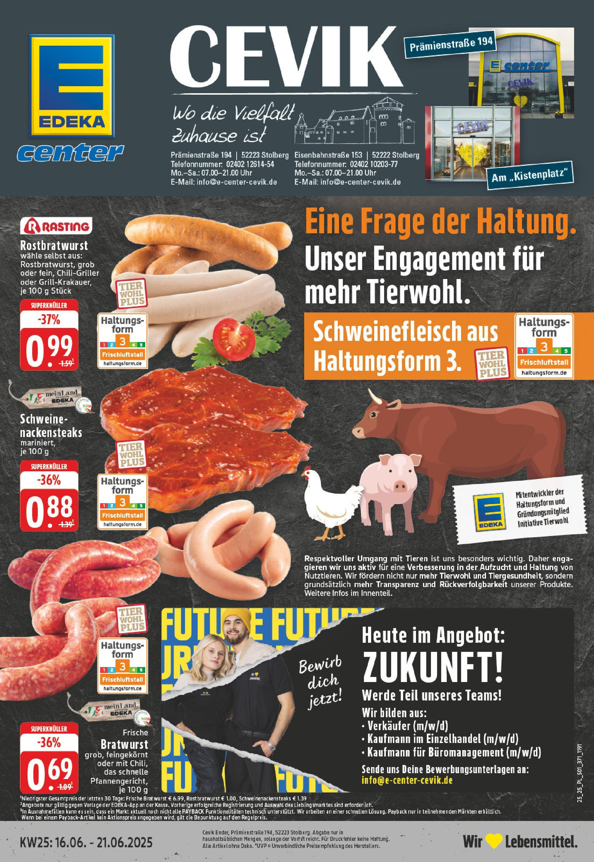 EDEKA Prospekt ab 15.06.2025 - Prospekt Stolberg Online Vorschau von dem Prospekt des Geschäftes Edeka, gültig ab dem 15.06.2025