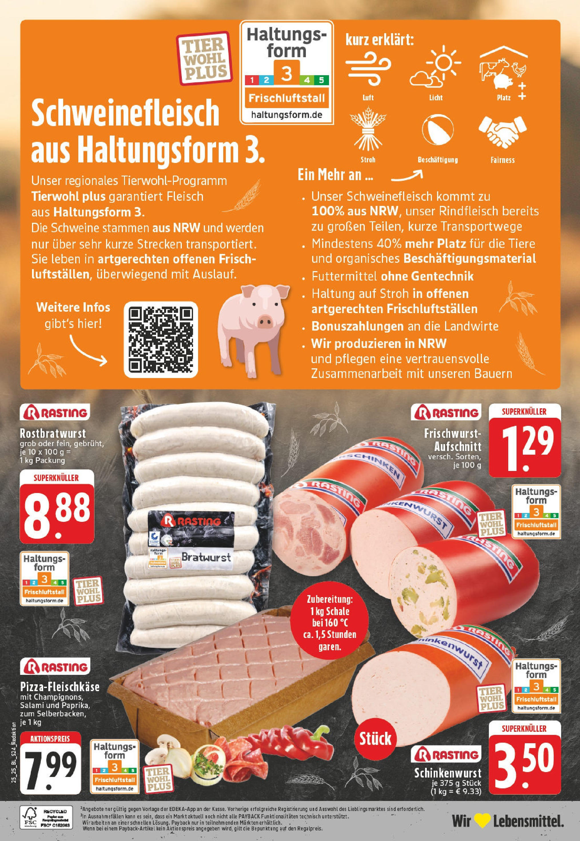 Edeka prospekt Willich	 (ab 15.06.2025) » Angebote Online | Seite: 24 | Produkte: Salami, Schweinefleisch, Rindfleisch, Fleisch
