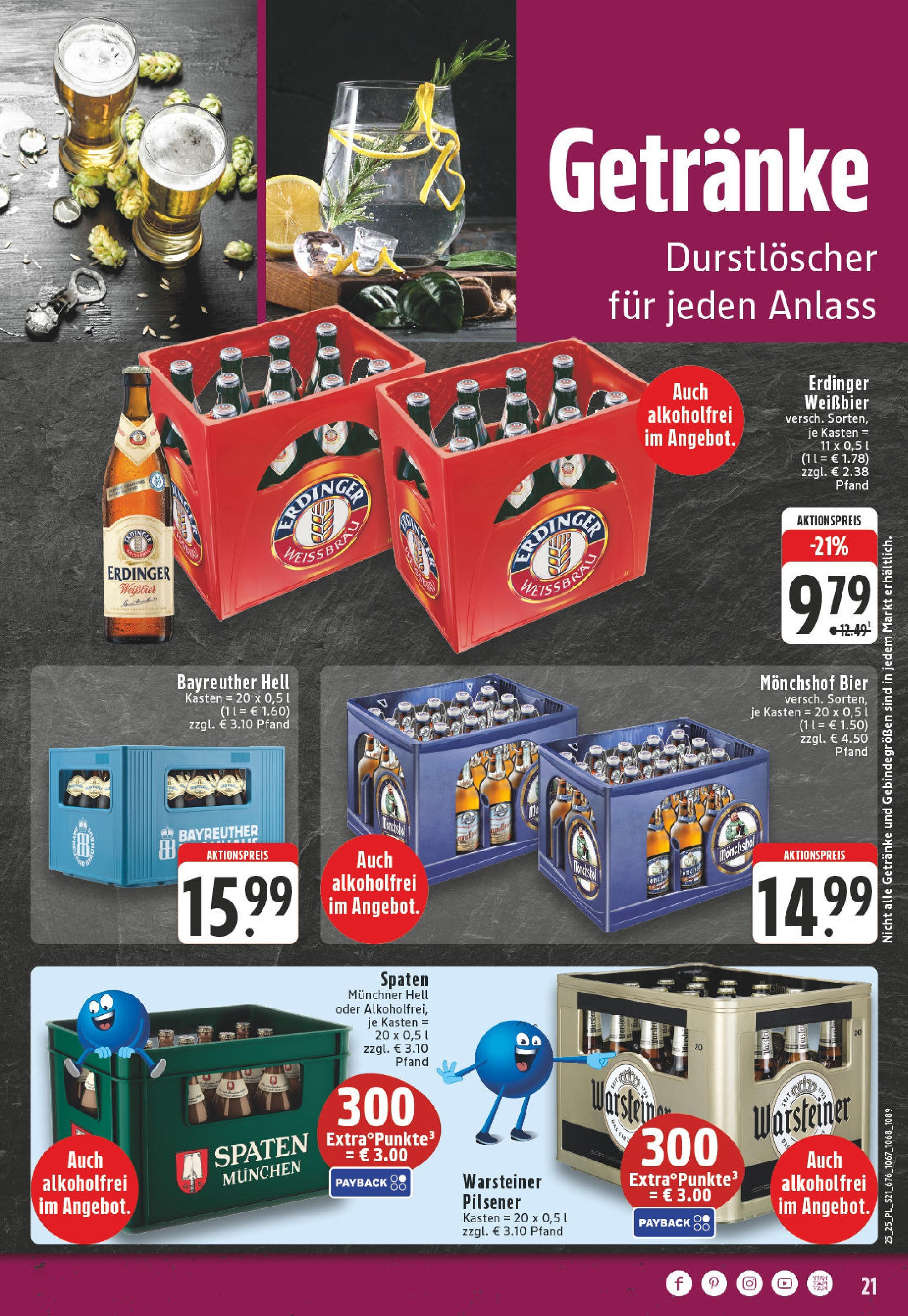 Edeka prospekt Titz	 (ab 15.06.2025) » Angebote Online | Seite: 21 | Produkte: Durstloscher, Erdinger, Bier, Warsteiner