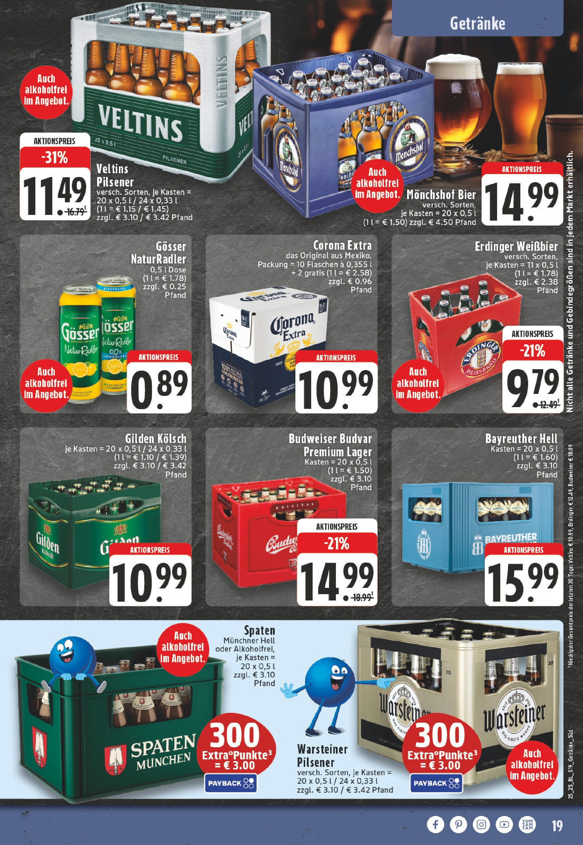 Edeka prospekt Köln	 (ab 15.06.2025) » Angebote Online | Seite: 19 | Produkte: Erdinger, Weißbier, Warsteiner, Budweiser