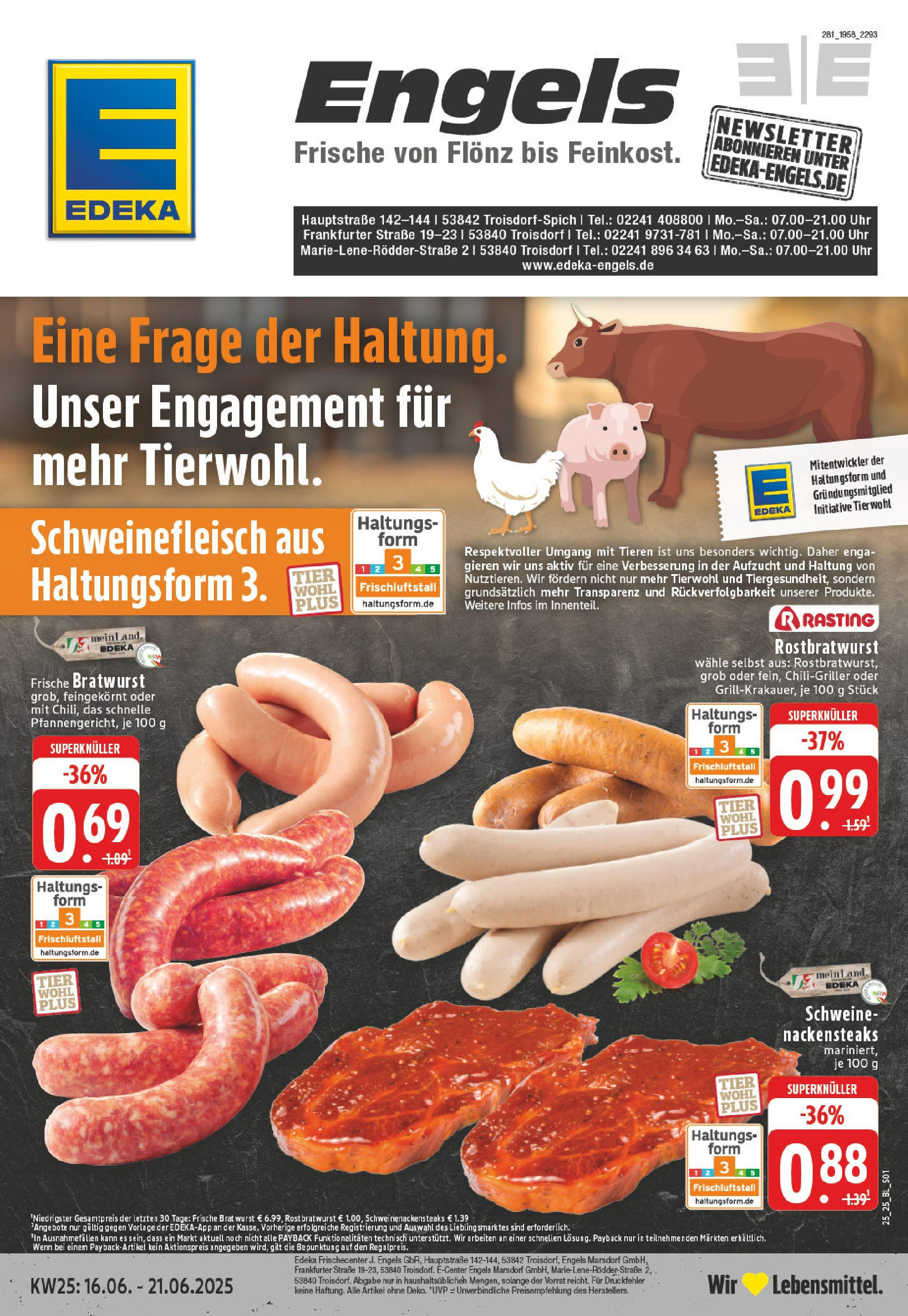 EDEKA Prospekt ab 15.06.2025 - Prospekt Troisdorf Online Vorschau von dem Prospekt des Geschäftes Edeka, gültig ab dem 15.06.2025