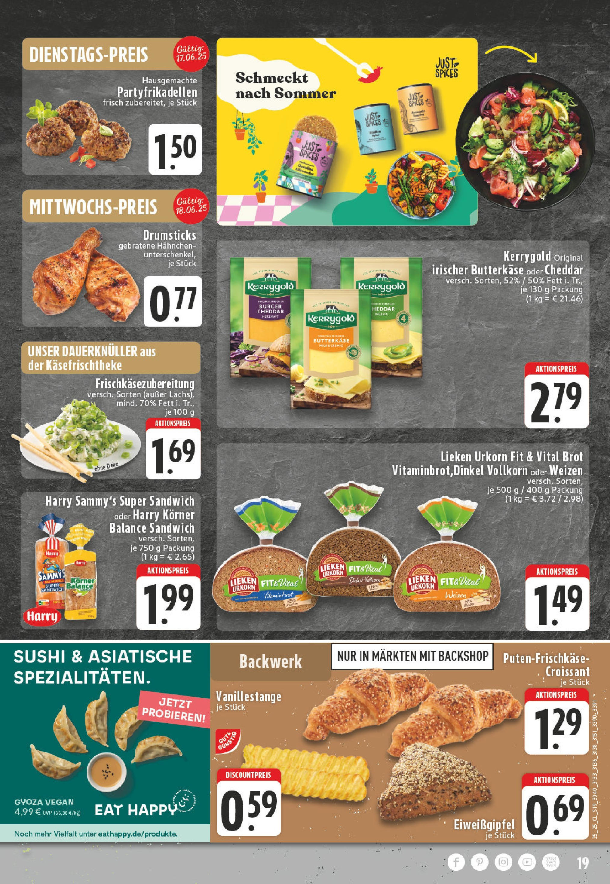 Edeka prospekt Kerken-Nieukerk	 (ab 15.06.2025) » Angebote Online | Seite: 19 | Produkte: Hahnchen, Burger, Croissant, Brot