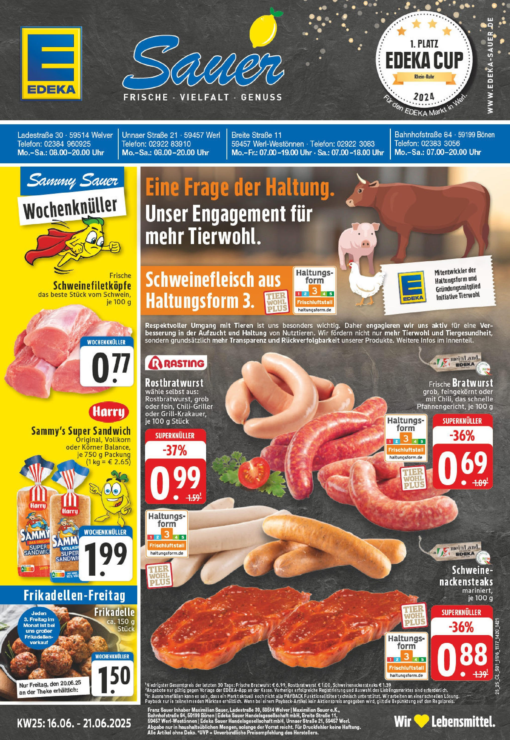 EDEKA Prospekt ab 15.06.2025 - Prospekt Werl Online Vorschau von dem Prospekt des Geschäftes Edeka, gültig ab dem 15.06.2025
