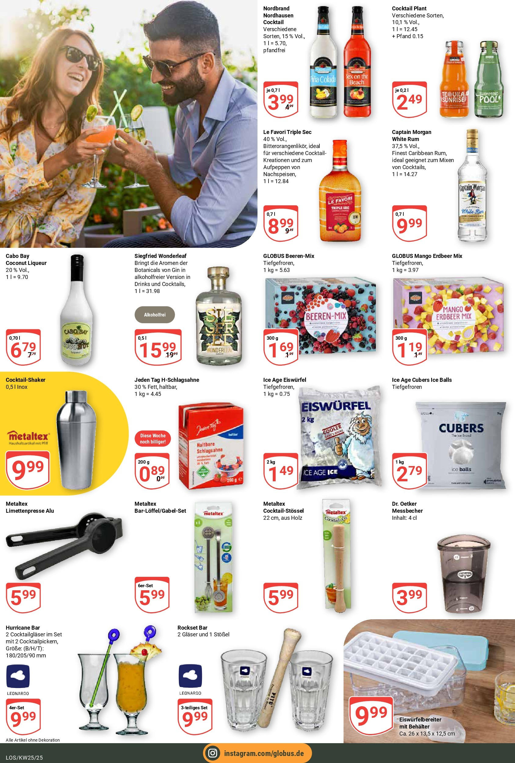 Globus prospekt Losheim Am See	 (ab 15.06.2025) » Angebote online | Seite: 16 | Produkte: Schlagsahne, Rum, Mango, Gin