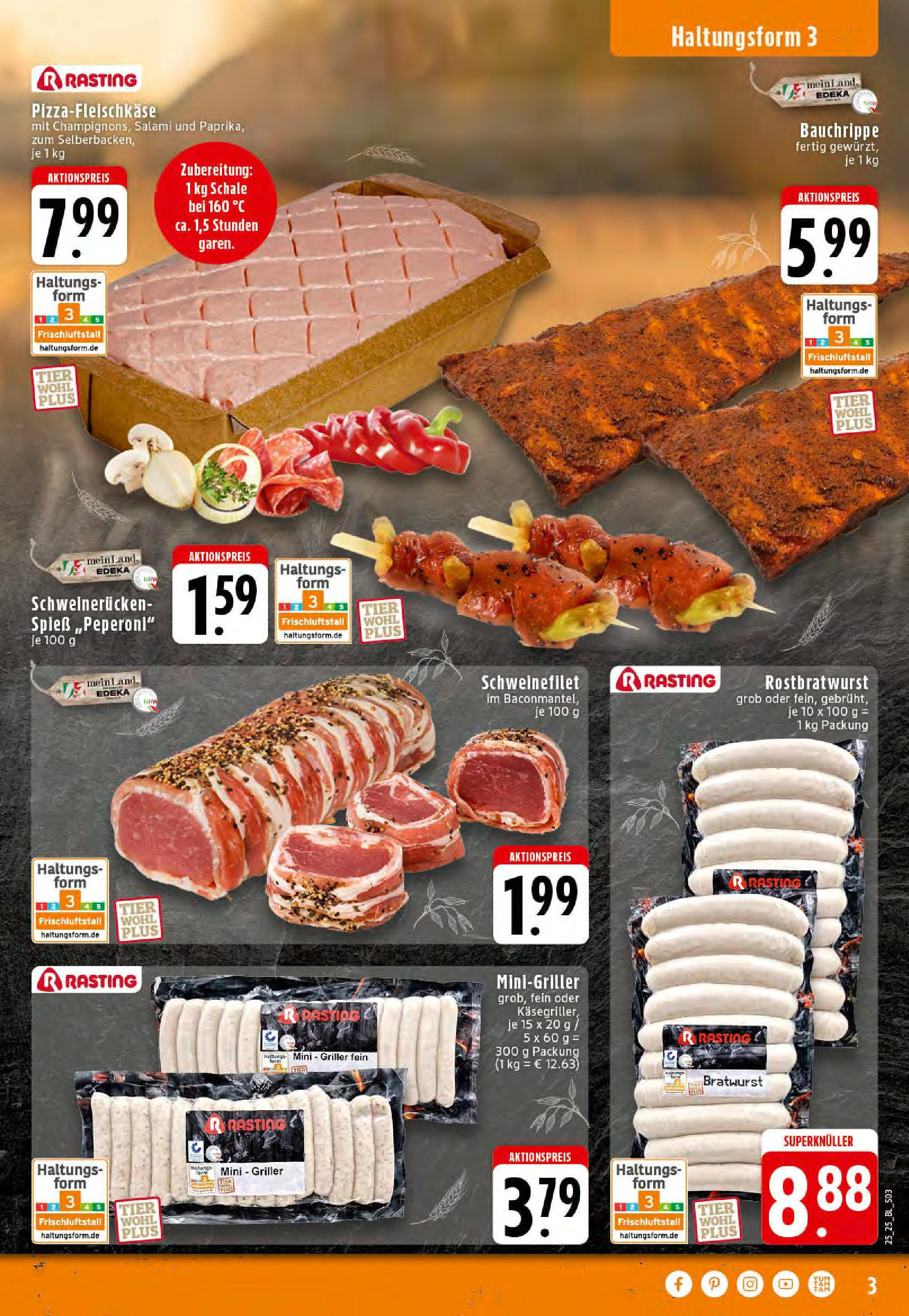 Edeka prospekt Stolberg	 (ab 15.06.2025) » Angebote Online | Seite: 3 | Produkte: Schweinefilet, Schweinerucken, Salami, Griller