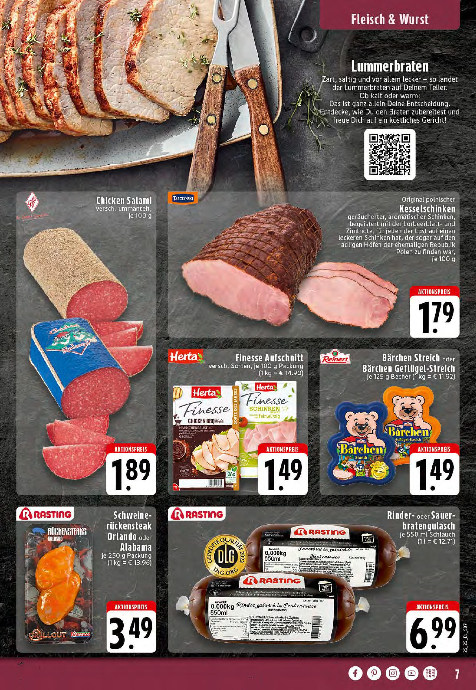Edeka prospekt Stolberg	 (ab 15.06.2025) » Angebote Online | Seite: 7 | Produkte: Wurst, Schinken, Fleisch, Herta finesse