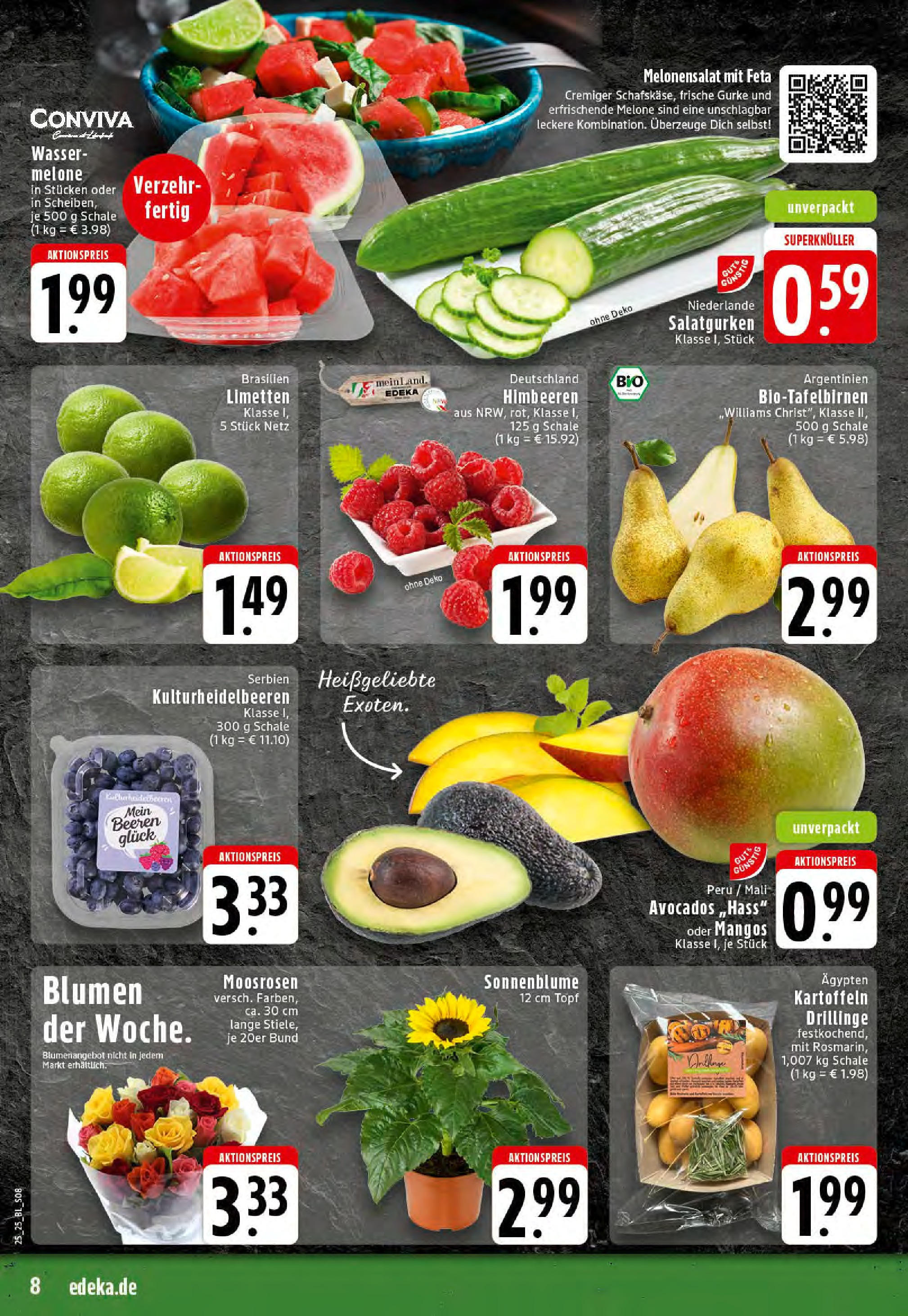 Edeka prospekt Stolberg	 (ab 15.06.2025) » Angebote Online | Seite: 8 | Produkte: Blumen, Avocado, Kartoffeln, Melone
