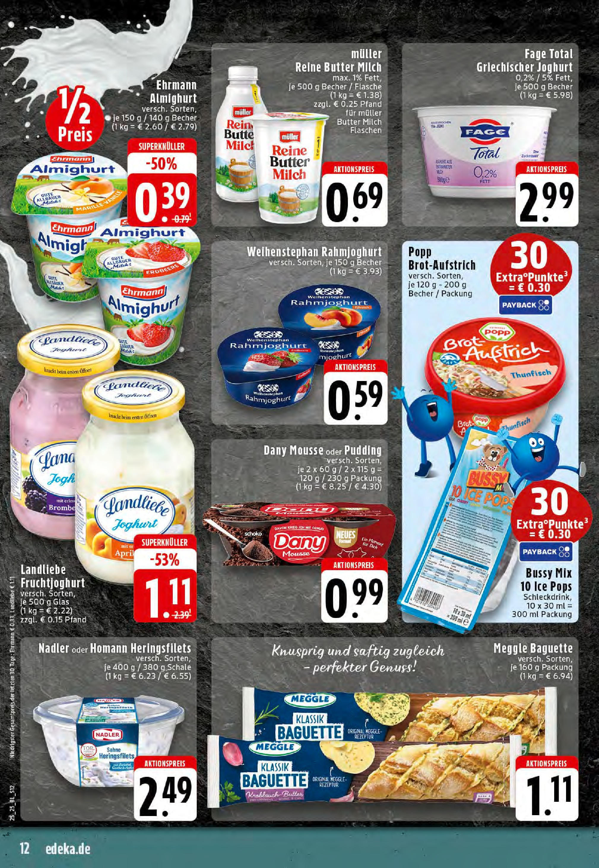 Edeka prospekt Stolberg	 (ab 15.06.2025) » Angebote Online | Seite: 12 | Produkte: Ehrmann almighurt, Milch, Butter, Pudding